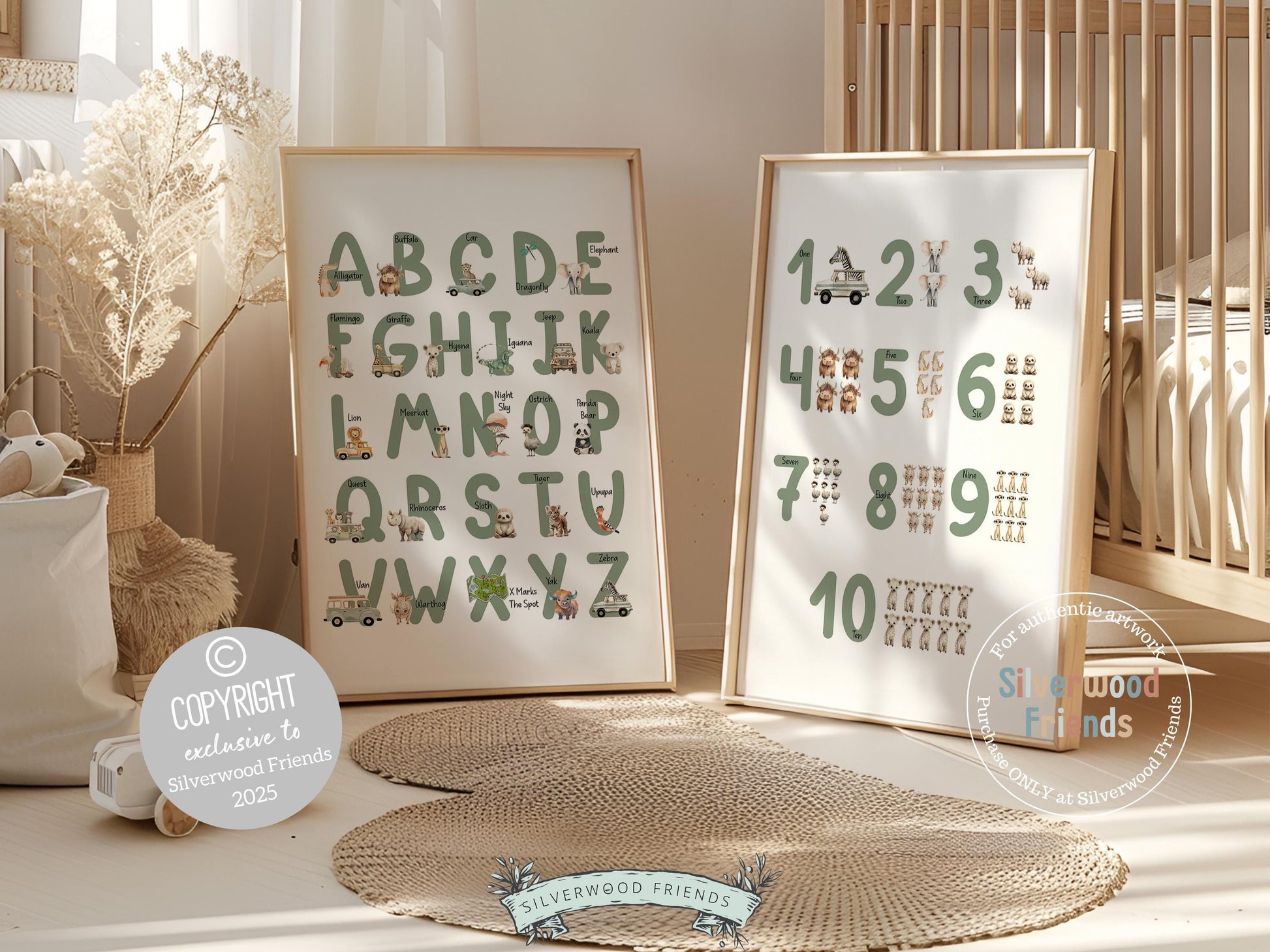 Safari Alphabet and Number Print, Safari Jungle Animal Car Nursery Decor, Classroom Educational Poster, Transport Room Decor Digital Print