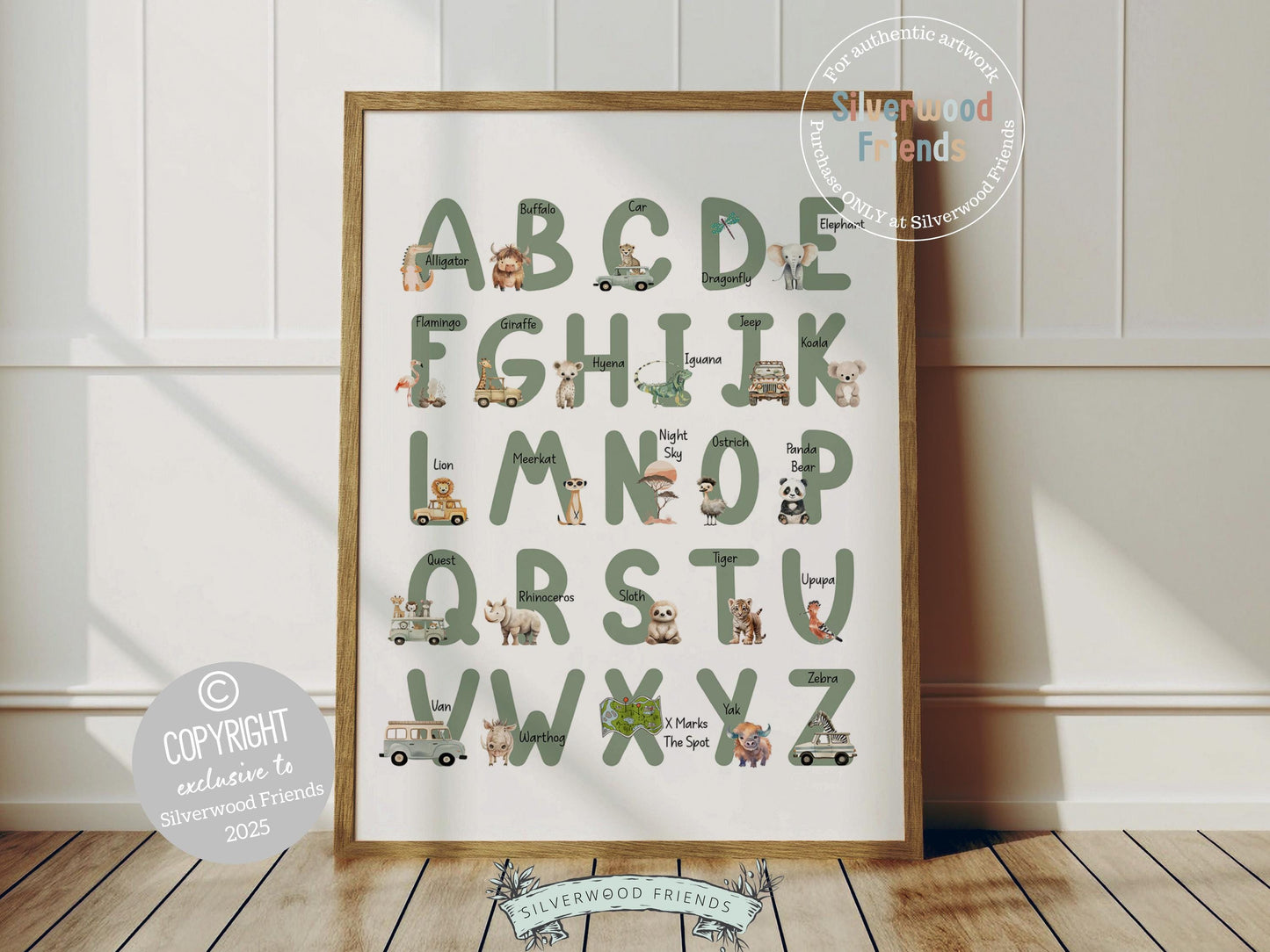 Enhance your safari nursery decor and foster learning with these stunningly illustrated boho safari and jungle theme alphabet print. The perfect way to teach your little one the alphabet while adding a touch of wild beauty to their space.