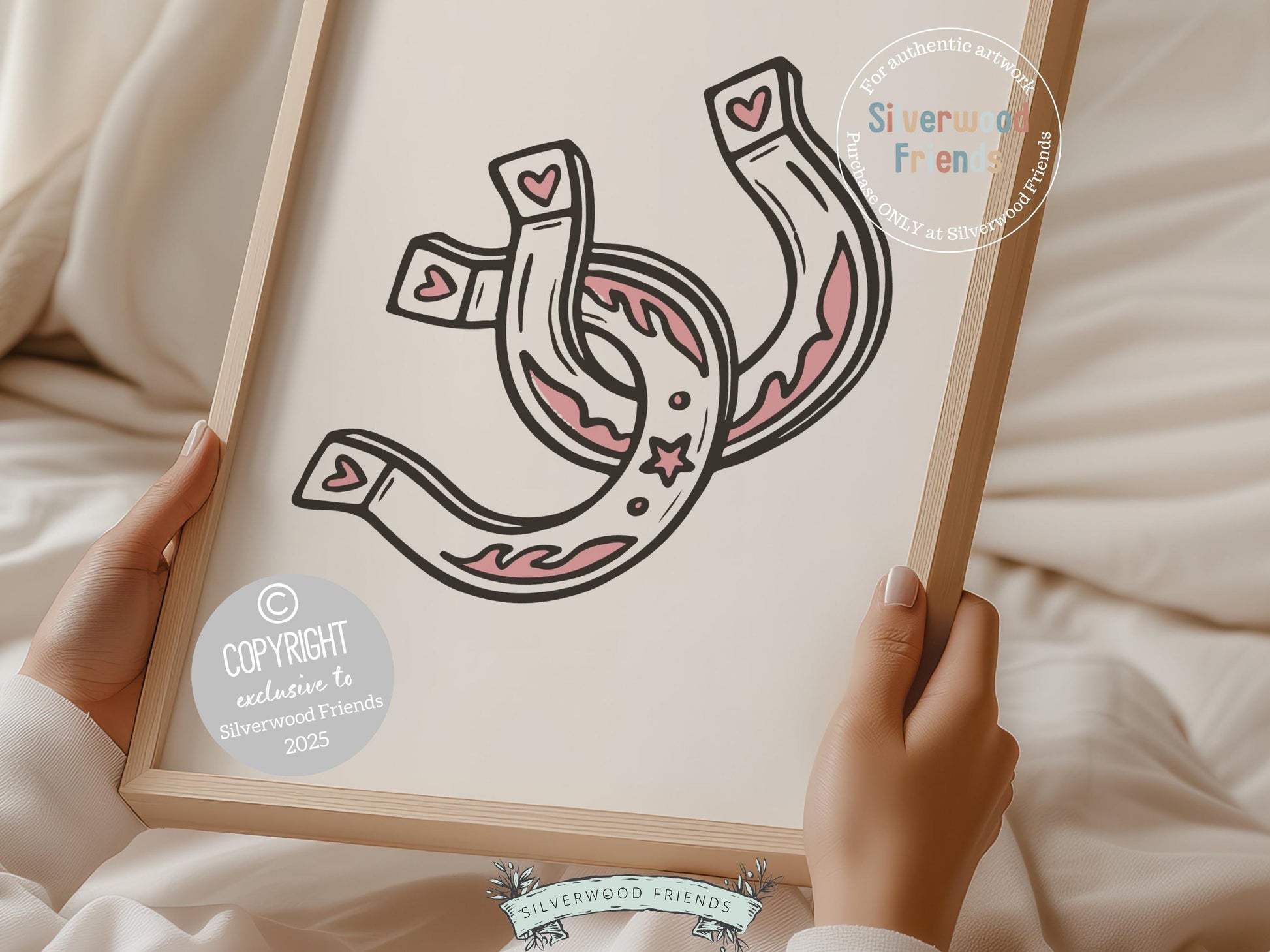 Pink Cowgirl Horseshoe Print, Western Coquette Room Decor, Horse Lover Engagement Gift, Teen Girl Western Rodeo Dopamine Decor Digital Print