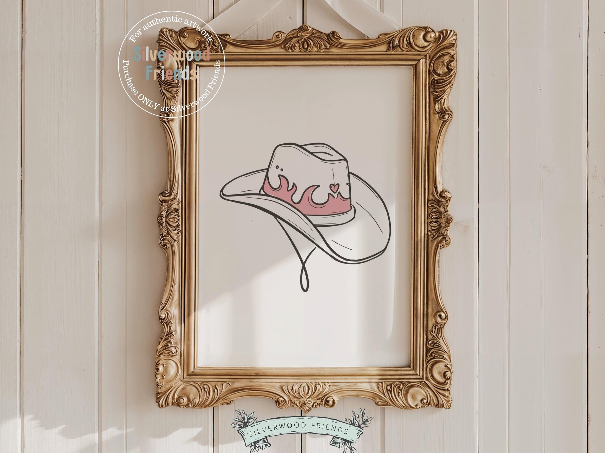 Pink Cowgirl Hat Print, Western Cowgirl Nursery Decor, Minimalist Coquette Room Decor, Teen Girl Western Rodeo Dopamine Decor Digital Print