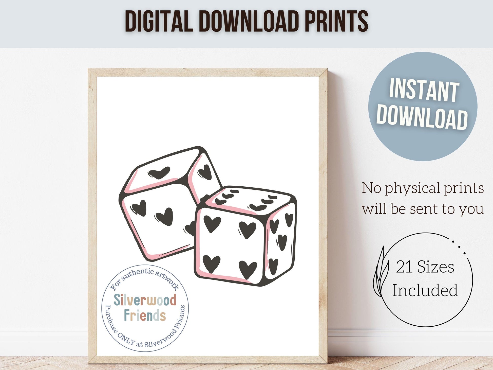 Pink Dice Print, Girly Wall Art, Minimalist Casino Party Decor, Funky Home Decor, Coquette Room Decor,Dorm Room Dopamine Decor Digital Print