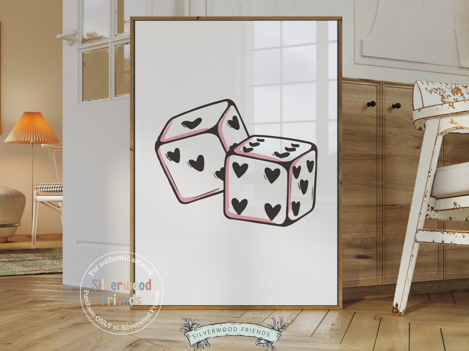 Pink Dice Print, Girly Wall Art, Minimalist Casino Party Decor, Funky Home Decor, Coquette Room Decor,Dorm Room Dopamine Decor Digital Print