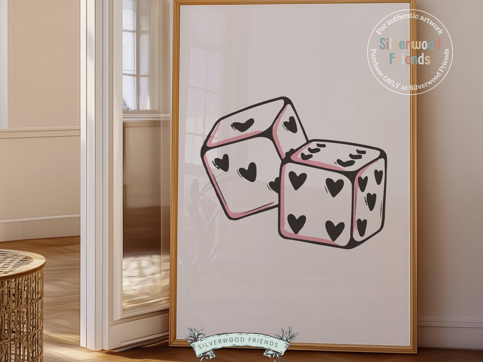 Pink Dice Print, Girly Wall Art, Minimalist Casino Party Decor, Funky Home Decor, Coquette Room Decor,Dorm Room Dopamine Decor Digital Print