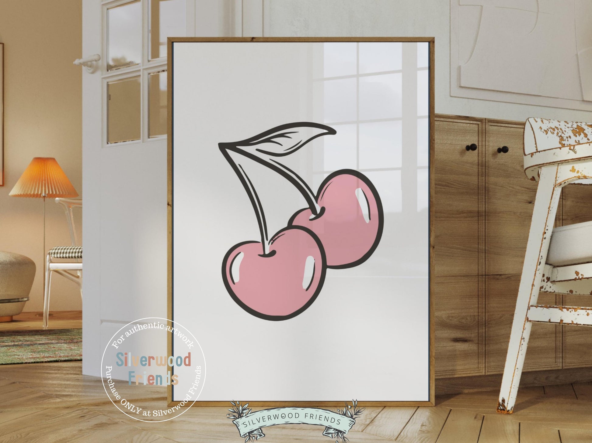 Pink Cherry Print, Cowgirl Coquette Print, Cherry Wall Art, Bar Cart Art, Coquette Room Decor,Teen Girl Western Dopamine Decor Digital Print