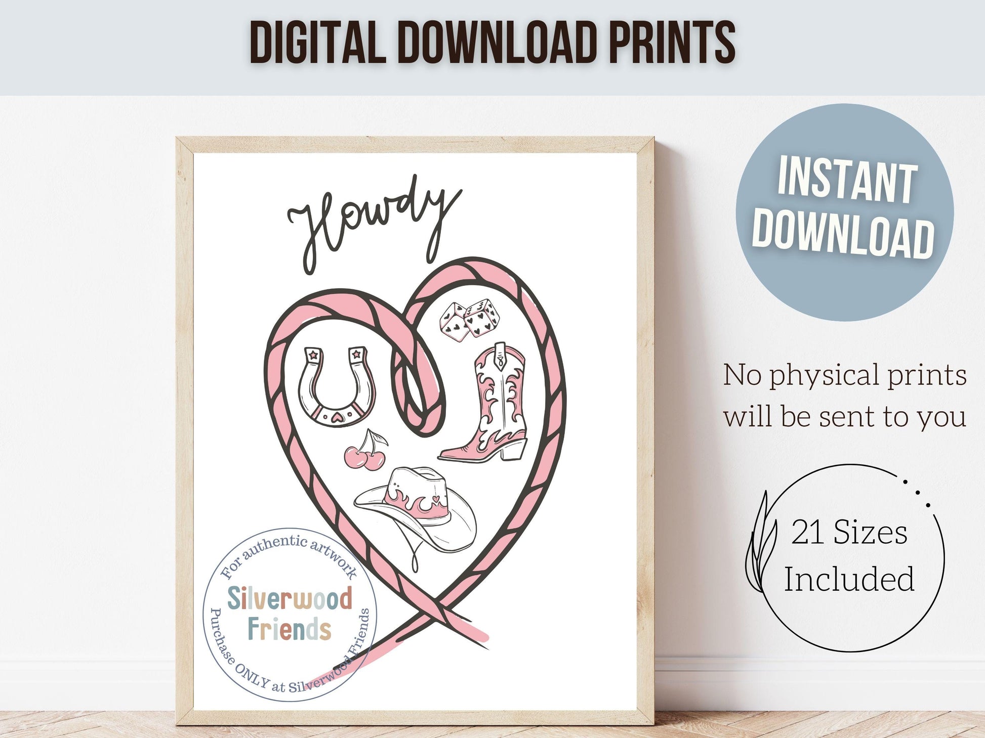 Howdy Cowgirl Print, Cowgirl Boots Print, Love Heart Print, Western Coquette Nursery Decor, Teen Girl Western Dopamine Decor Digital Print