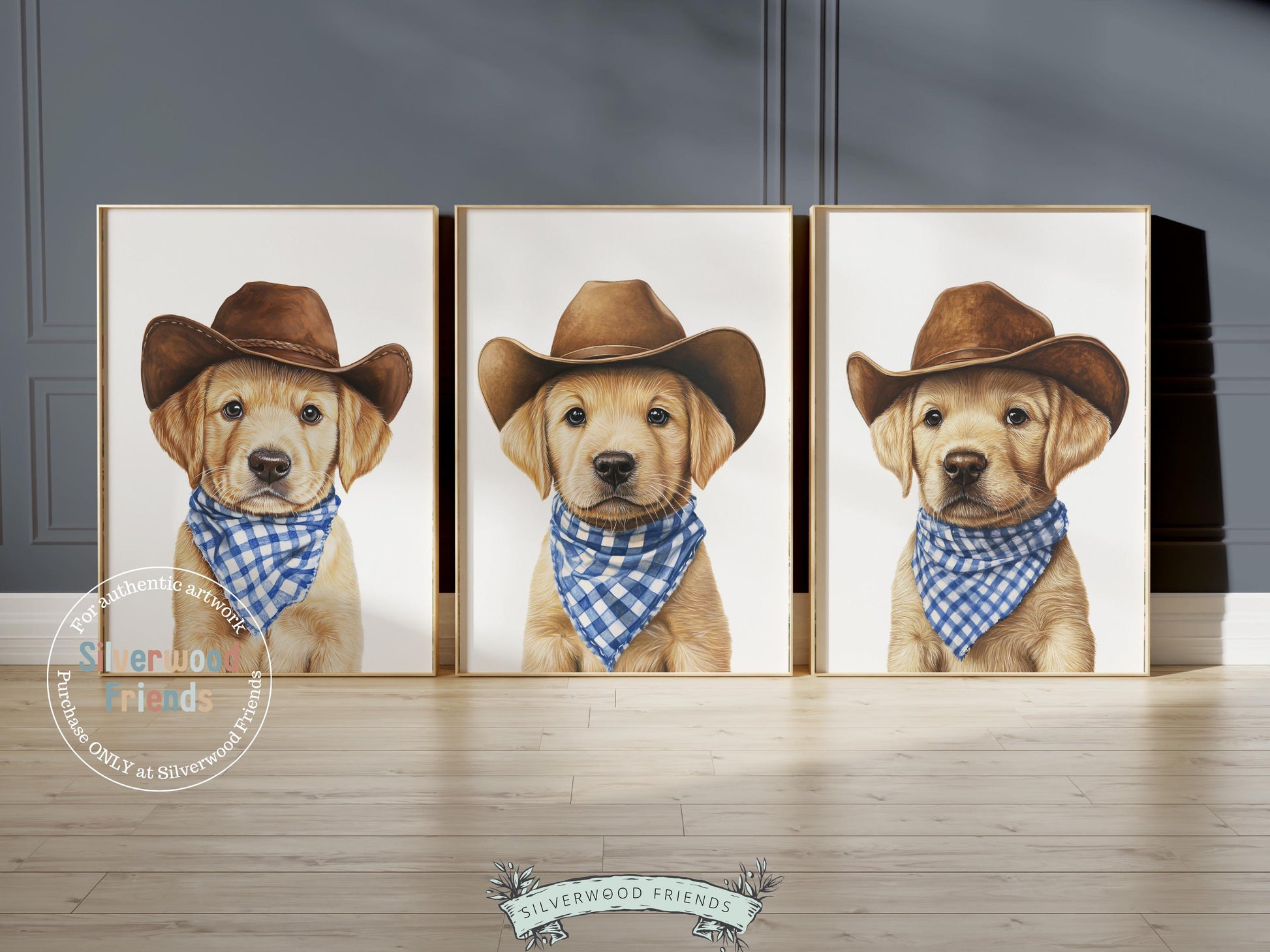 Labrador Dog Cowboy Hat Print, Cowboy Western Dog Nursery Decor, Cowboy Western Dog Nursery Wall Art, Yellow Labrador Puppy Digital Prints