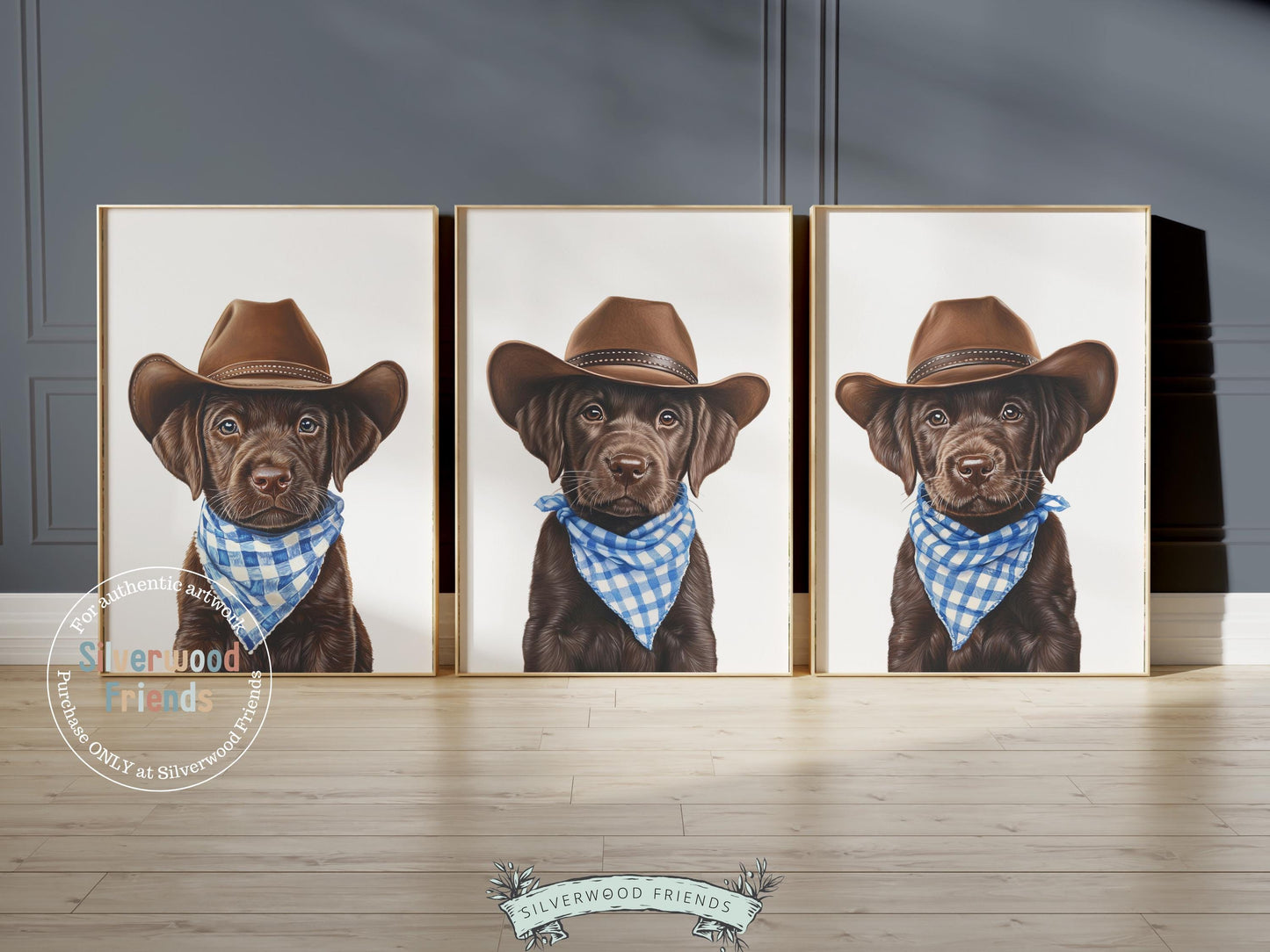 Labrador Dog Cowboy Hat Print, Cowboy Western Dog Nursery Decor, Cowboy Western Dog Nursery Wall Art, Brown Labrador Puppy Digital Prints