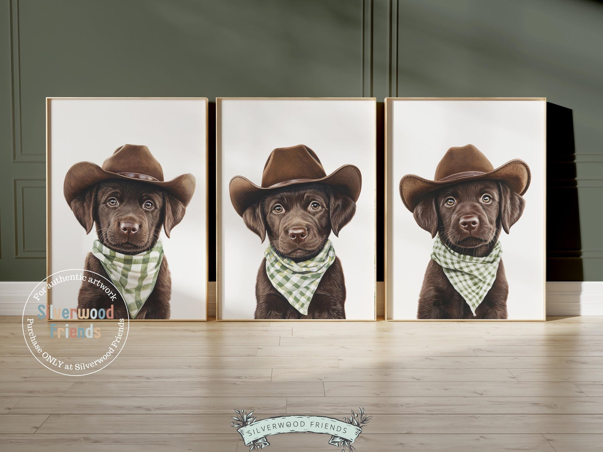Labrador Dog Cowboy Hat Print, Sage Green Cowboy Western Dog Nursery Decor, Cowboy Western Dog Nursery Wall Art Labrador Puppy Digital Print