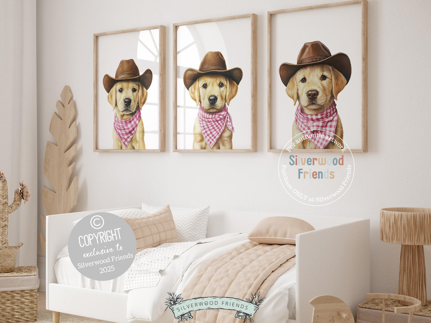 Labrador Dog Cowboy Hat Print, Baby Girl Cowgirl Western Dog Nursery Decor, Cowgirl Western Nursery Wall Art, Pink Labrador Digital Prints