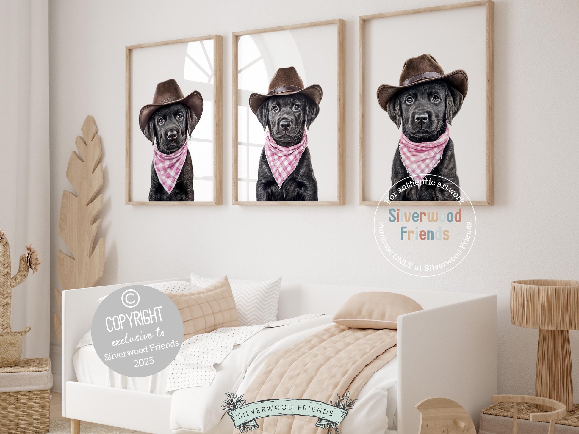 Labrador Dog Cowboy Hat Print, Baby Girl Cowgirl Western Nursery Decor, Cowgirl Western Dog Nursery Wall Art, Black Labrador Digital Print