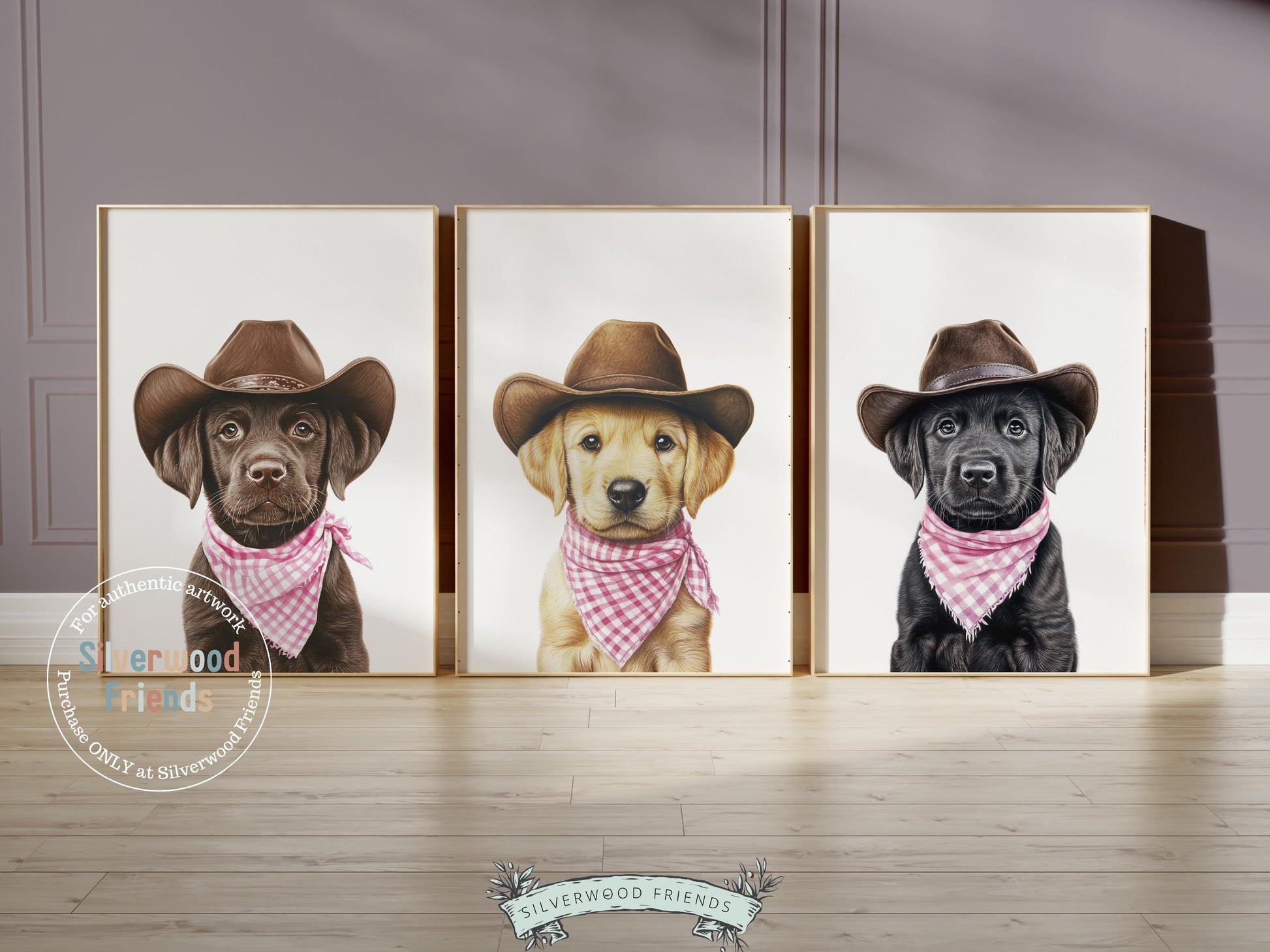 Labrador Dog Cowboy Hat Print, Baby Girl Pink Cowgirl Western Dog Nursery Decor, Girls Farmyard Dog Nursery Wall Art Labrador Digital Print
