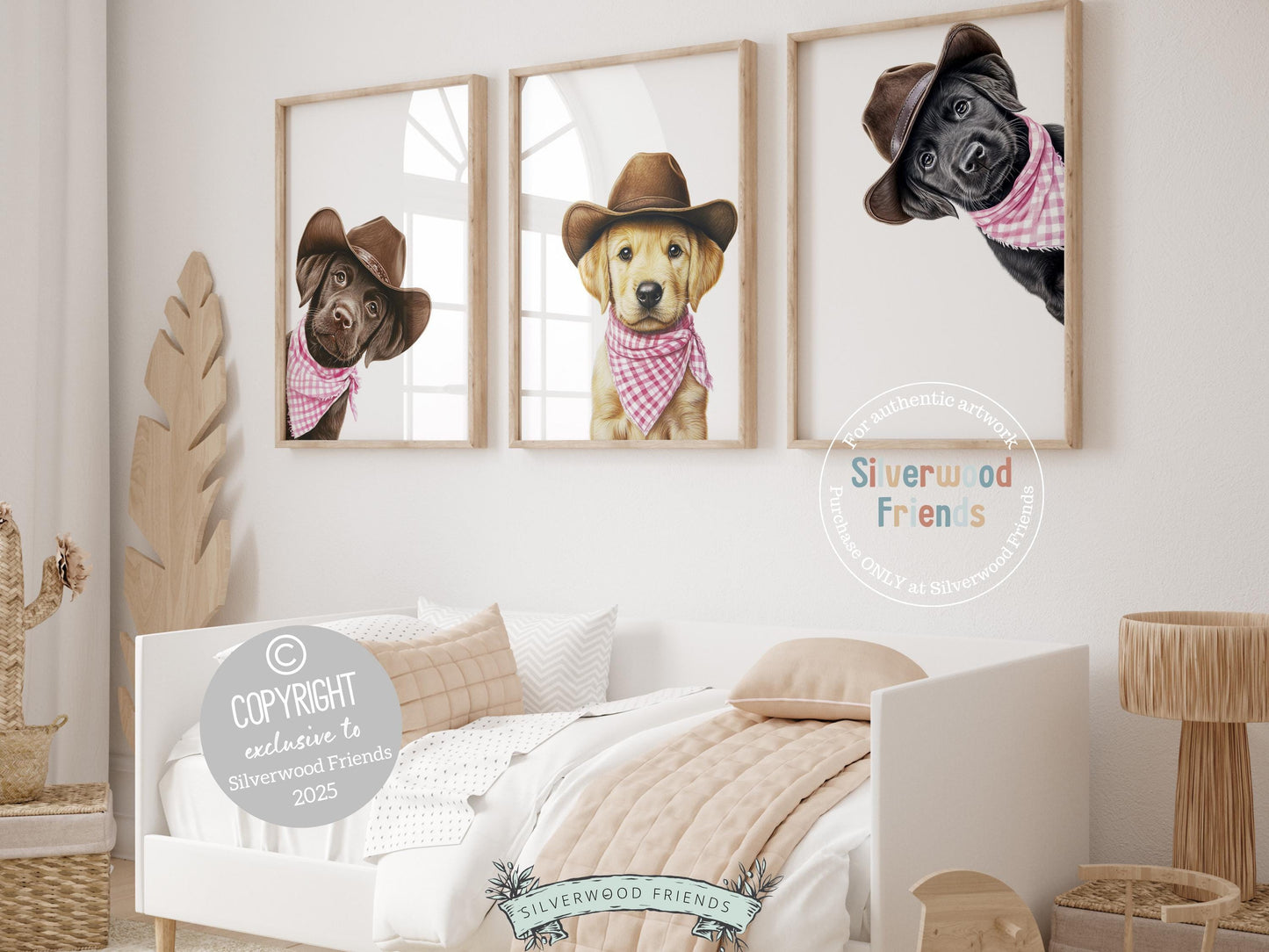 Labrador Dog Cowboy Hat Print, Baby Girl Pink Cowgirl Western Dog Nursery Decor, Cowboy Western Dog Nursery Wall Art, Labrador Digital Print