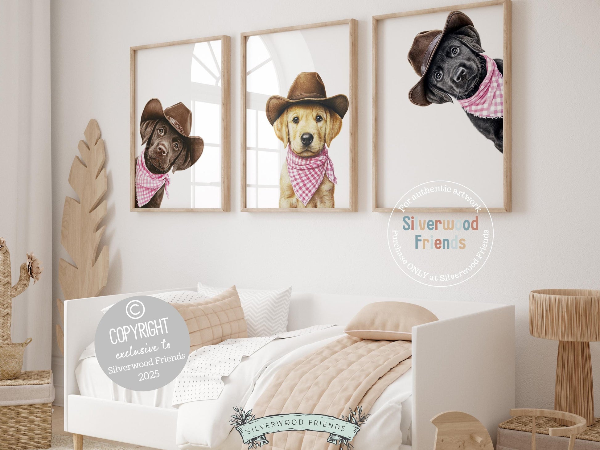 Labrador Dog Cowboy Hat Print, Baby Girl Pink Cowgirl Western Dog Nursery Decor, Cowboy Western Dog Nursery Wall Art, Labrador Digital Print