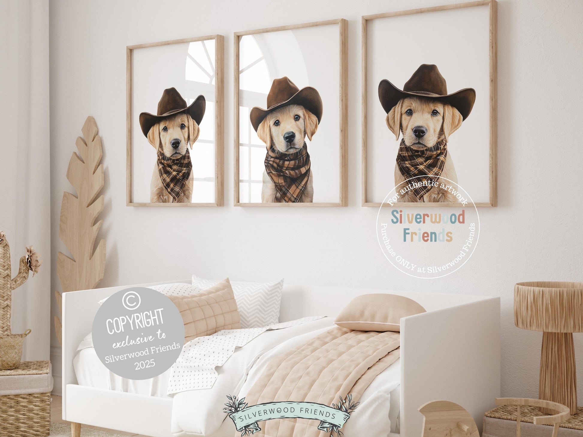 Labrador Dog Cowboy Hat Print, Gender Neutral Cowboy Western Dog Nursery Decor, Unisex Cowboy Western Dog Nursery Wall Art Digital Prints