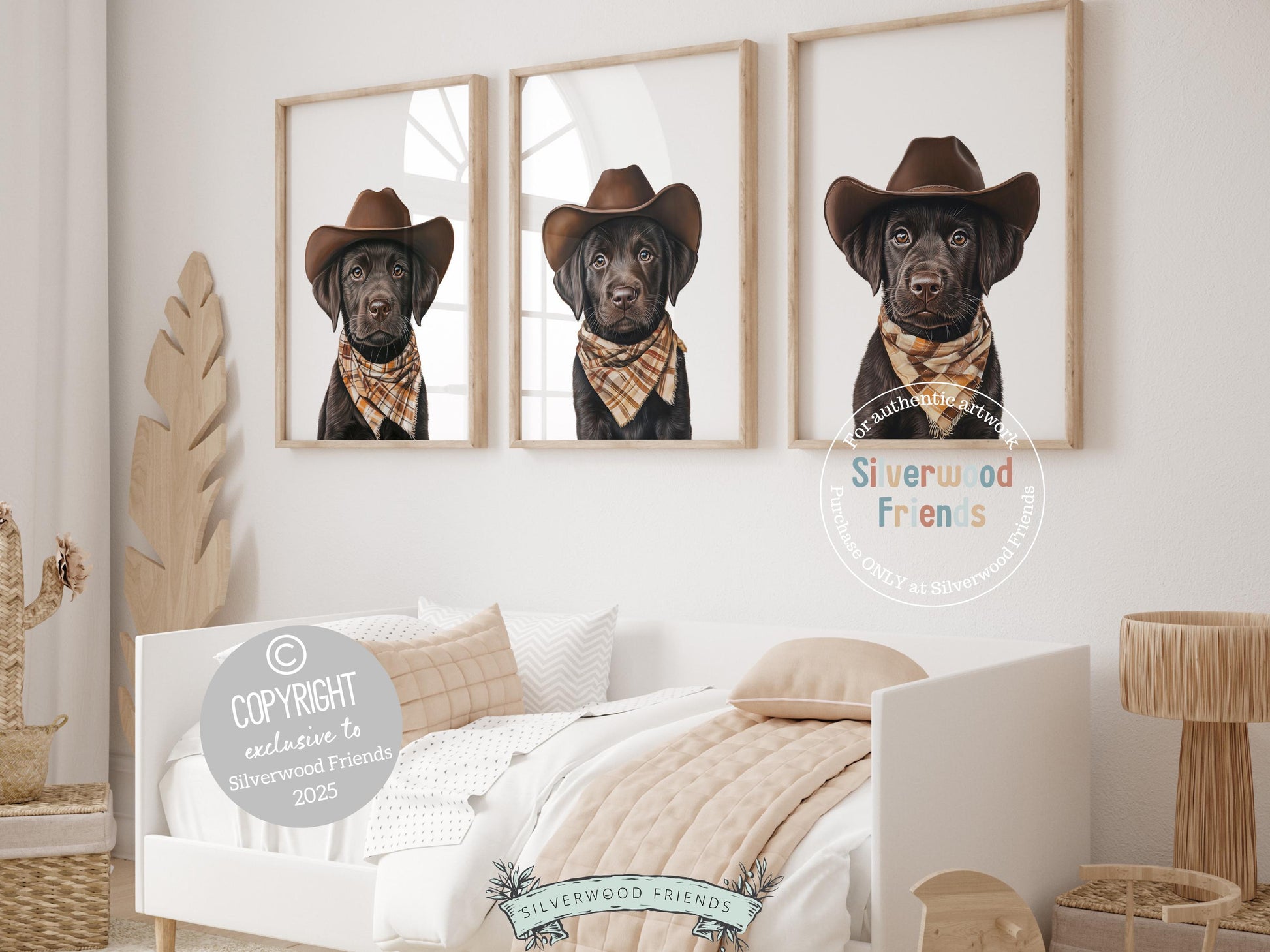 Labrador Dog Cowboy Hat Print, Neutral Cowboy Western Dog Nursery Decor, Cowboy Western Dog Nursery Wall Art Labrador Puppy Digital Print