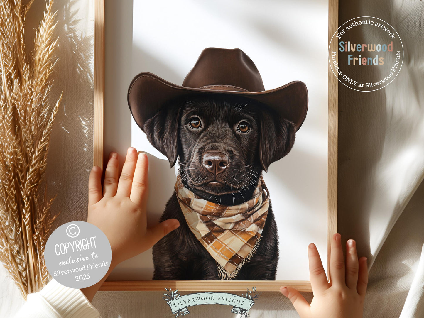 Labrador Dog Cowboy Hat Print, Neutral Cowboy Western Dog Nursery Decor, Cowboy Western Dog Nursery Wall Art Labrador Puppy Digital Print