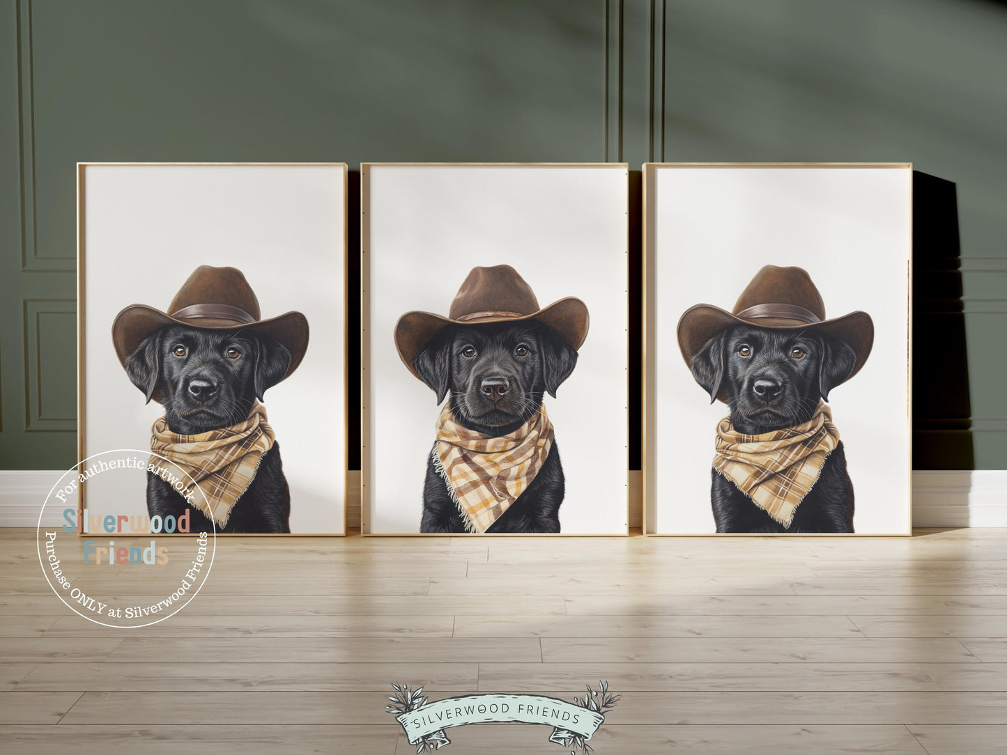 Labrador Dog Cowboy Hat Print, Neutral Cowboy Western Nursery Decor, Cowboy Western Dog Nursery Wall Art Black Labrador Puppy Digital Print
