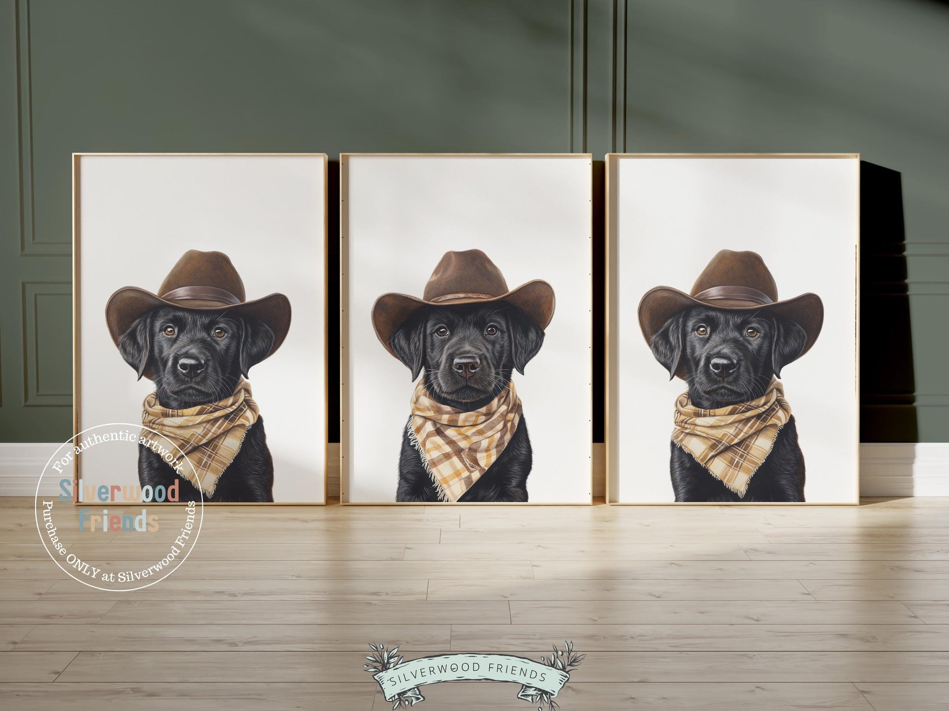 Labrador Dog Cowboy Hat Print, Neutral Cowboy Western Nursery Decor, Cowboy Western Dog Nursery Wall Art Black Labrador Puppy Digital Print