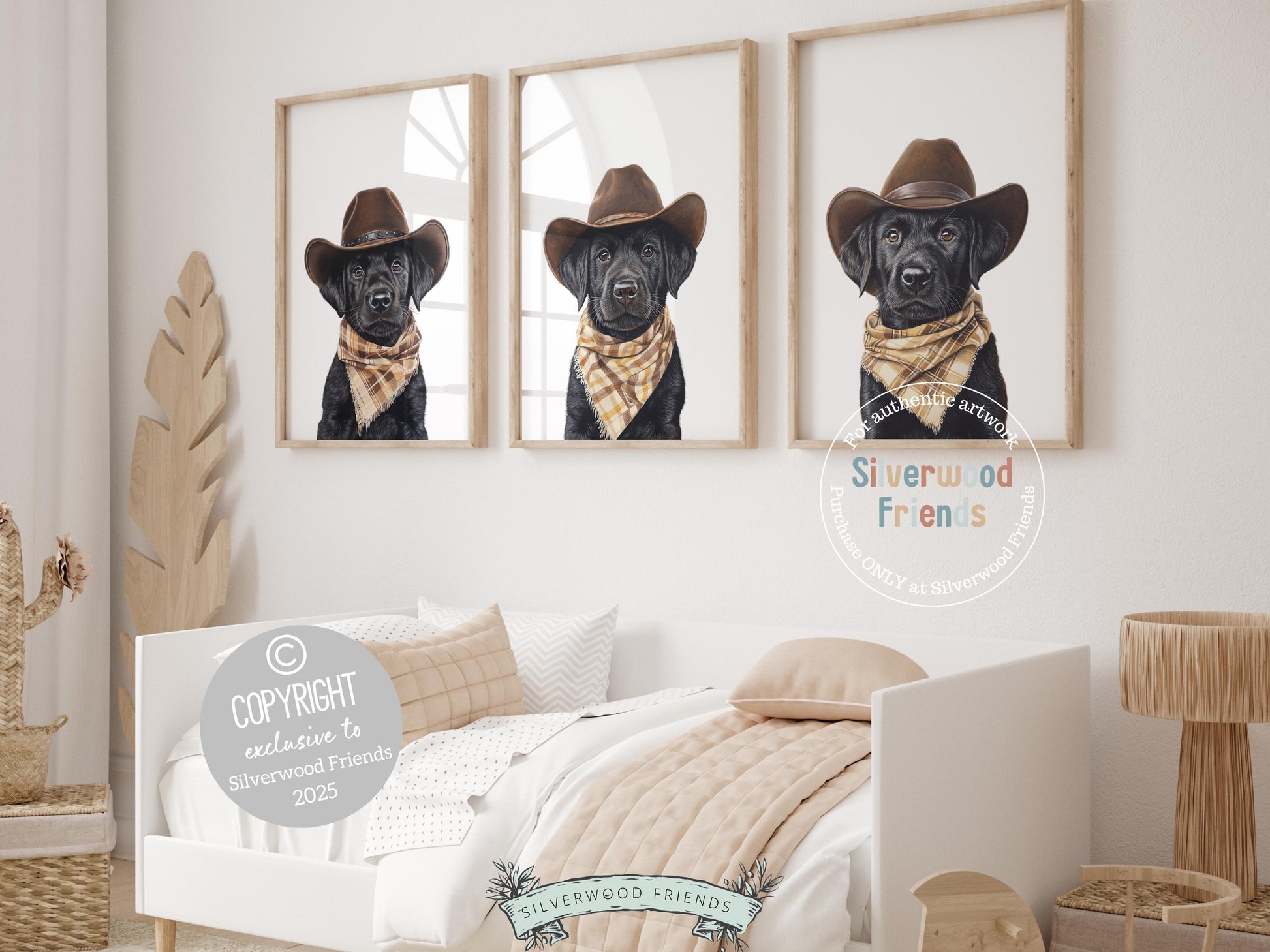 Labrador Dog Cowboy Hat Print, Neutral Cowboy Western Nursery Decor, Cowboy Western Dog Nursery Wall Art Black Labrador Puppy Digital Print