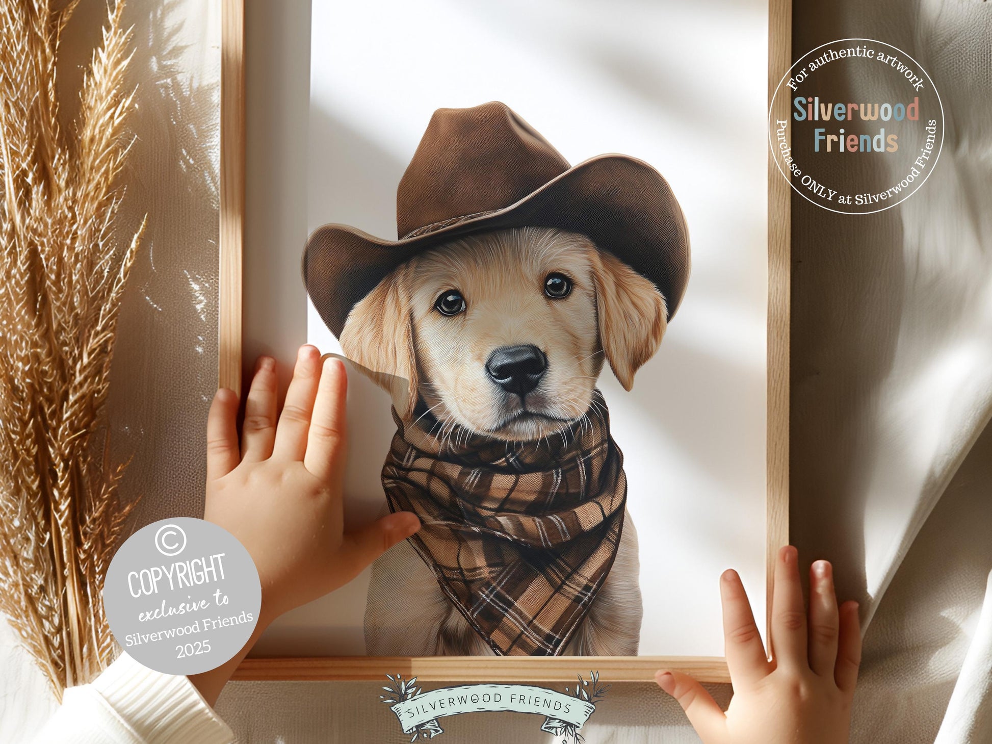 Labrador Dog Cowboy Hat Print, Neutral Cowboy Western Dog Nursery Decor, Cowboy Western Dog Nursery Wall Art Labrador Puppy Digital Prints
