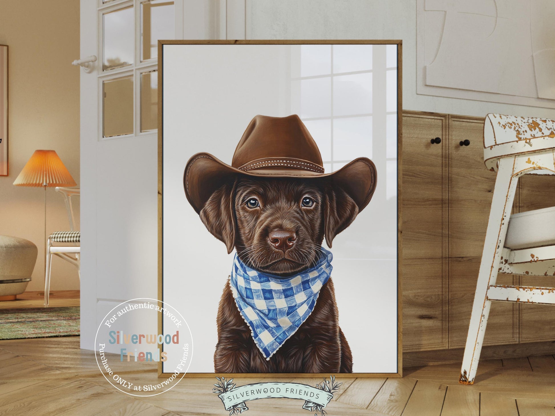 Labrador Dog Cowboy Hat Print, Boys Cowboy Western Nursery Decor, Baby Boy Cowboy Dog Nursery Wall Art, Western Labrador Dog Digital Print