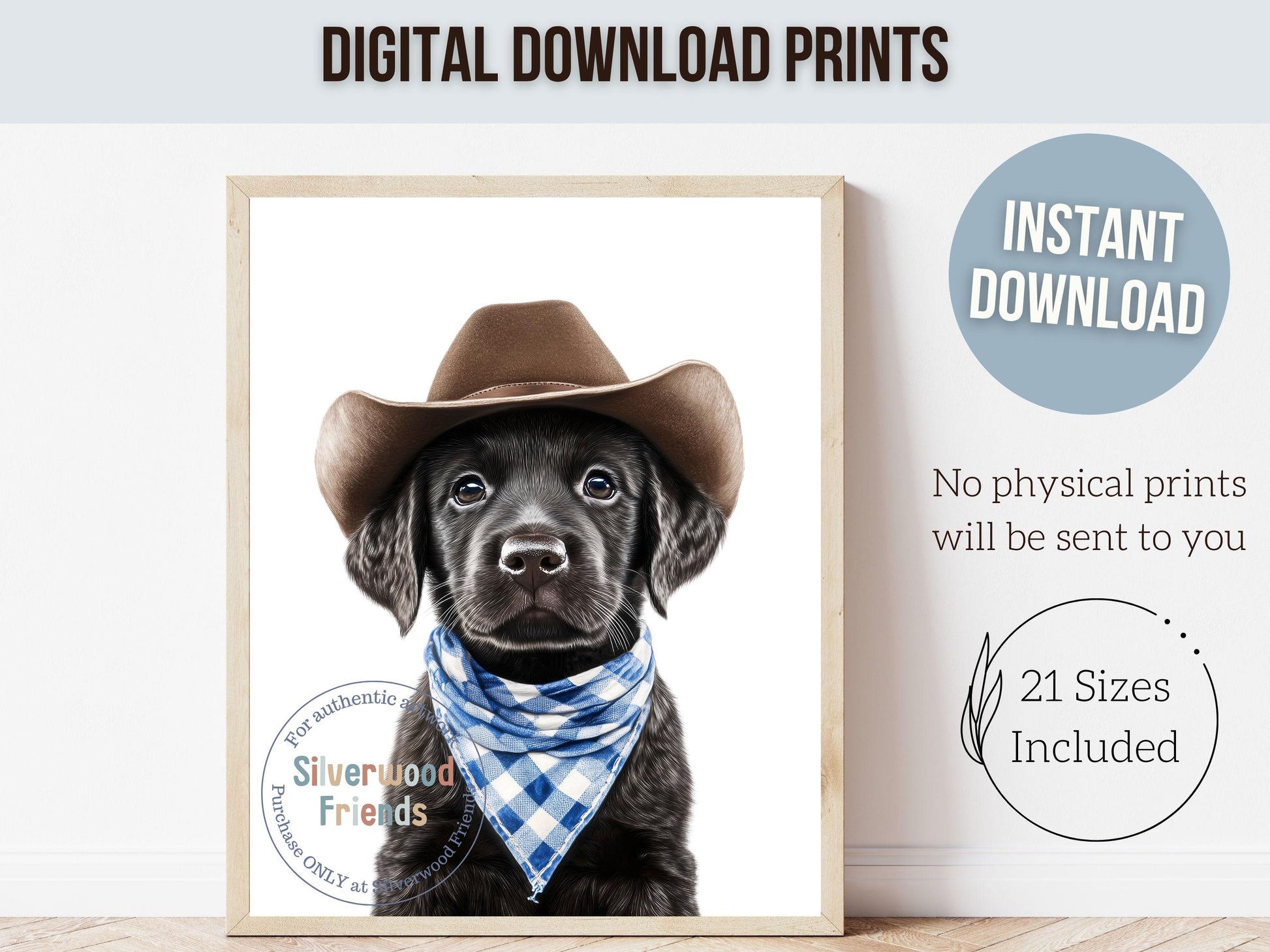 Labrador Dog Cowboy Hat Print, Boys Cowboy Western Nursery Decor, Baby Boy Cowboy Dog Nursery Wall Art, Western Labrador Dog Digital Print