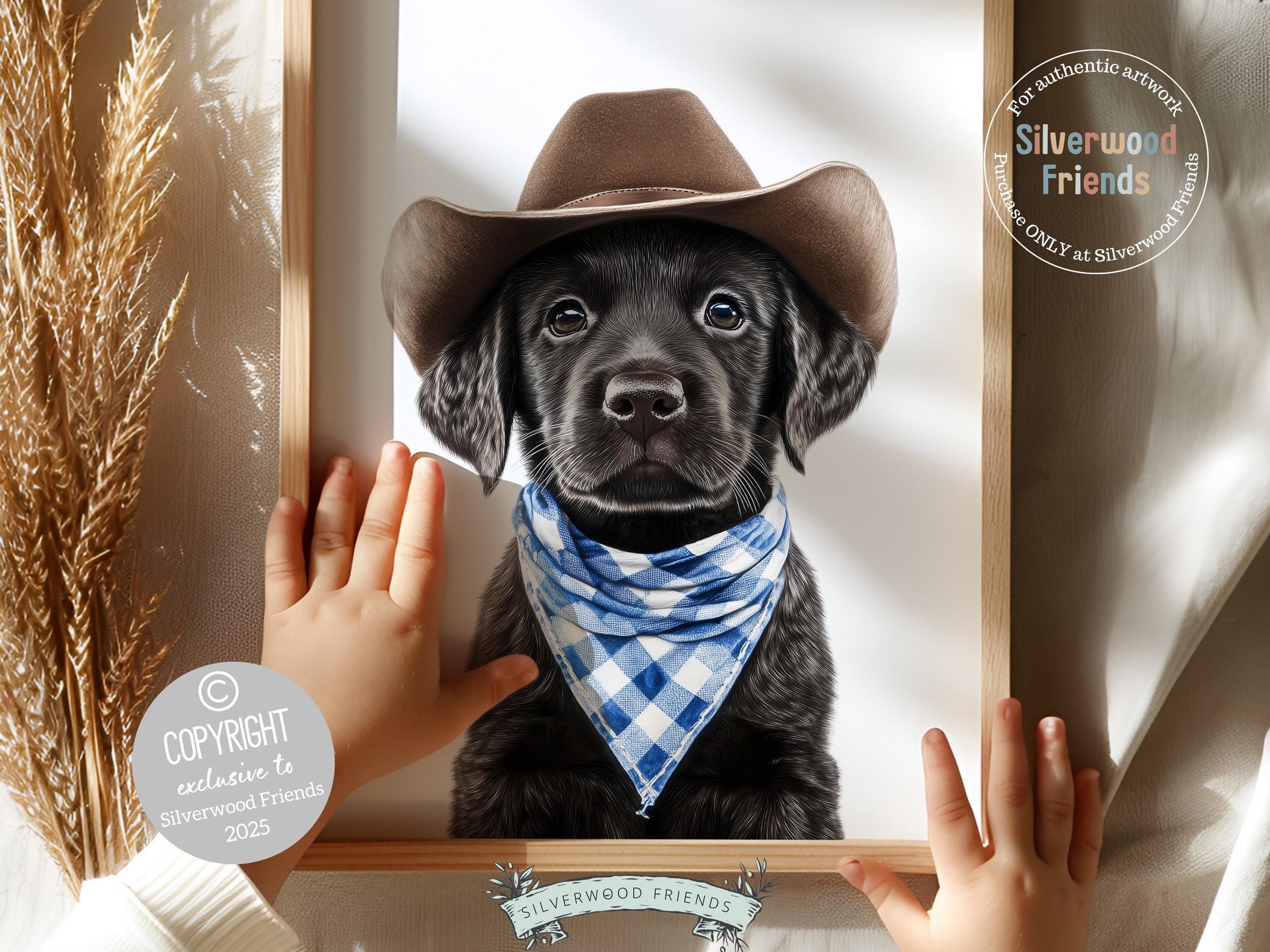 Labrador Dog Cowboy Hat Print, Boys Cowboy Western Nursery Decor, Baby Boy Cowboy Dog Nursery Wall Art, Western Labrador Dog Digital Print