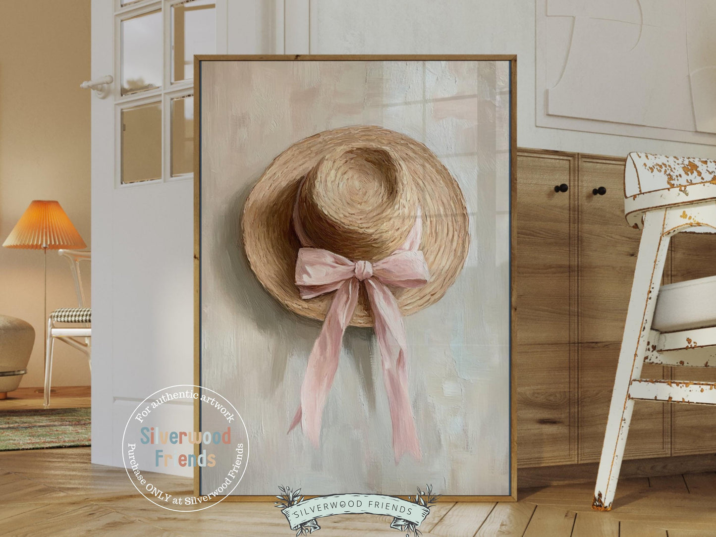 Cowgirl Hat Print, French Cottage Straw Hat Print, Preppy French Country Coquette Wall Decor, Girly Pink Coastal Cowgirl Hat Digital Print
