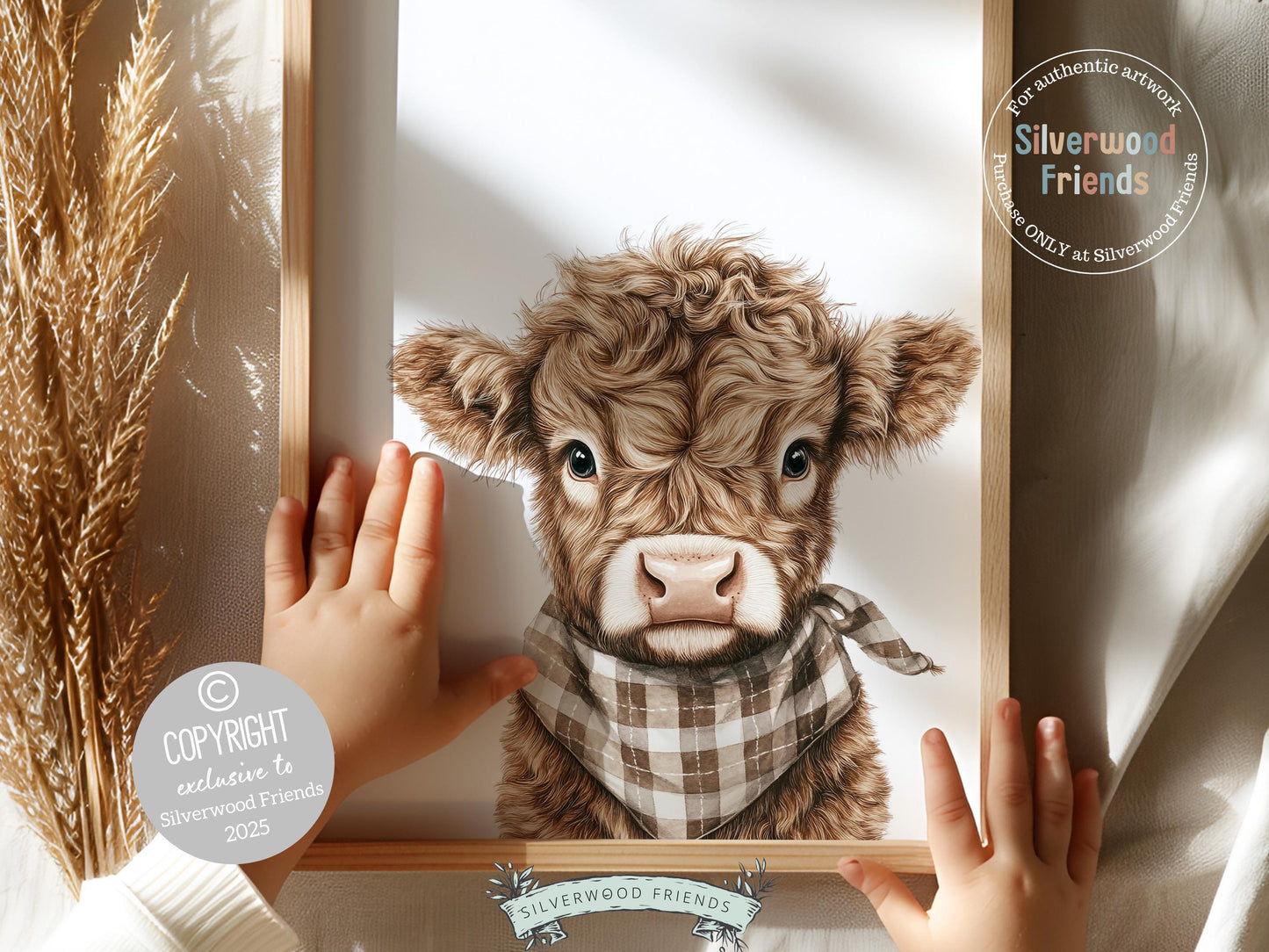 Peeking Highland Cow Nursery Print, Neutral Highland Cow Nursery Decor, Kids Highland Cow Gift Western Cowboy Nursery Wall Art Digital Print