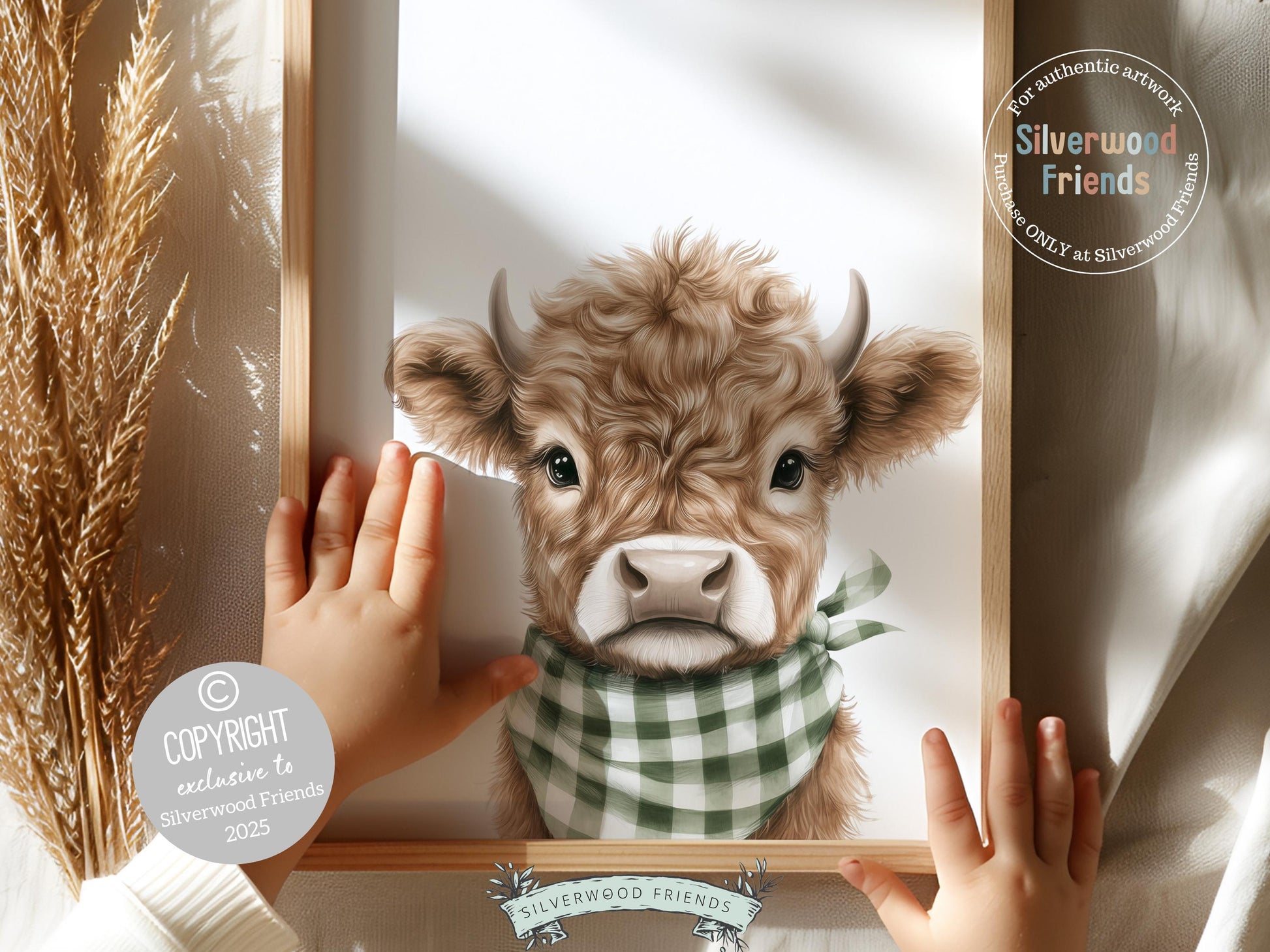 Peeking Baby Highland Cow Nursery Print, Sage Green Highland Cow Nursery Decor, Highland Cow Gift, Western Nursery Wall Art Digital Prints