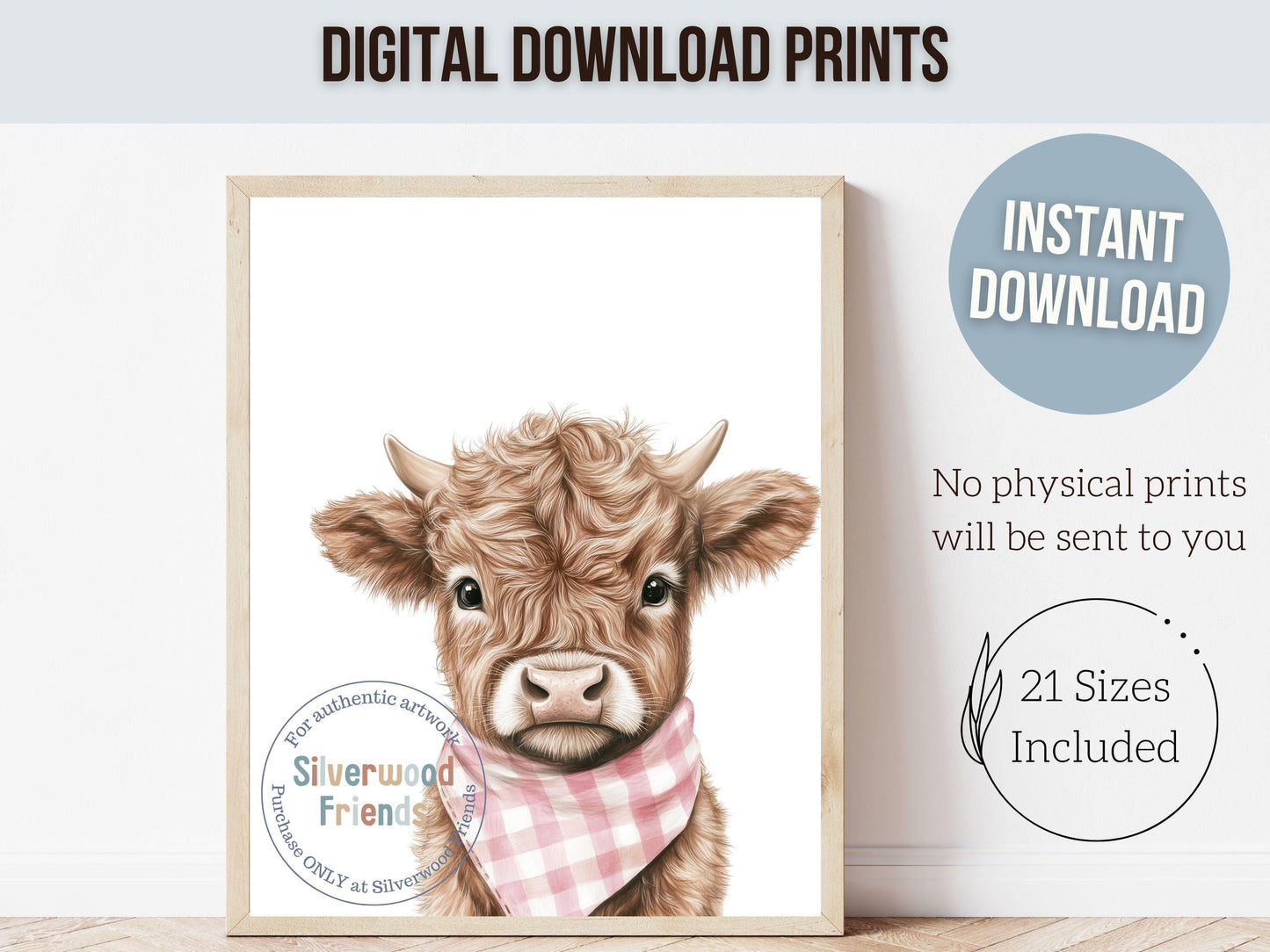 Peeking Baby Highland Cow Nursery Print, Baby Girl Pink Highland Cow Nursery Decor, Baby Girl Pink Western Nursery Wall Art Digital Print