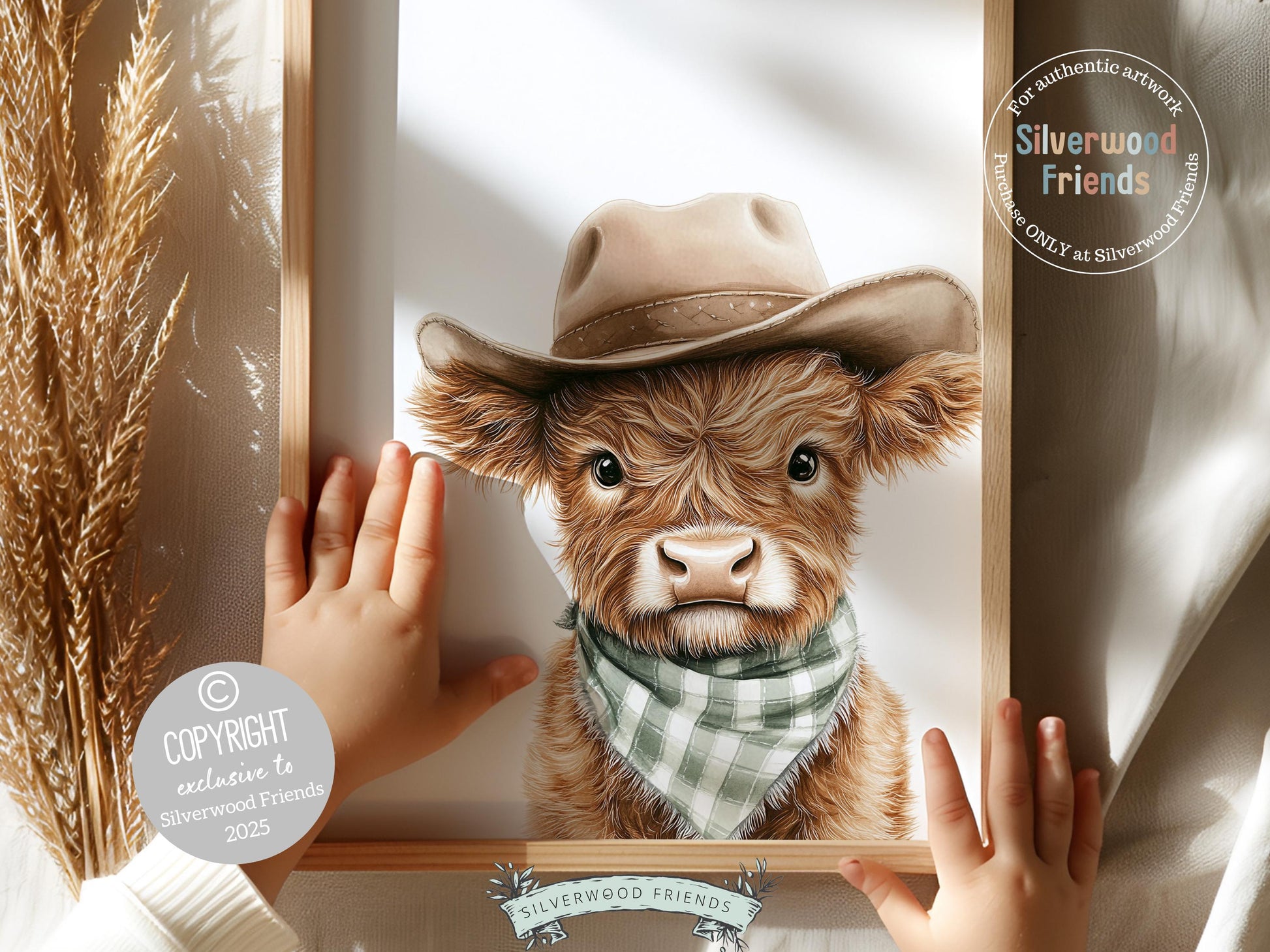 Peeking Baby Highland Cow Nursery Prints, Sage Green Highland Cow Nursery Decor, Cowboy Western Neutral Nursery Wall Art Digital Print Gift
