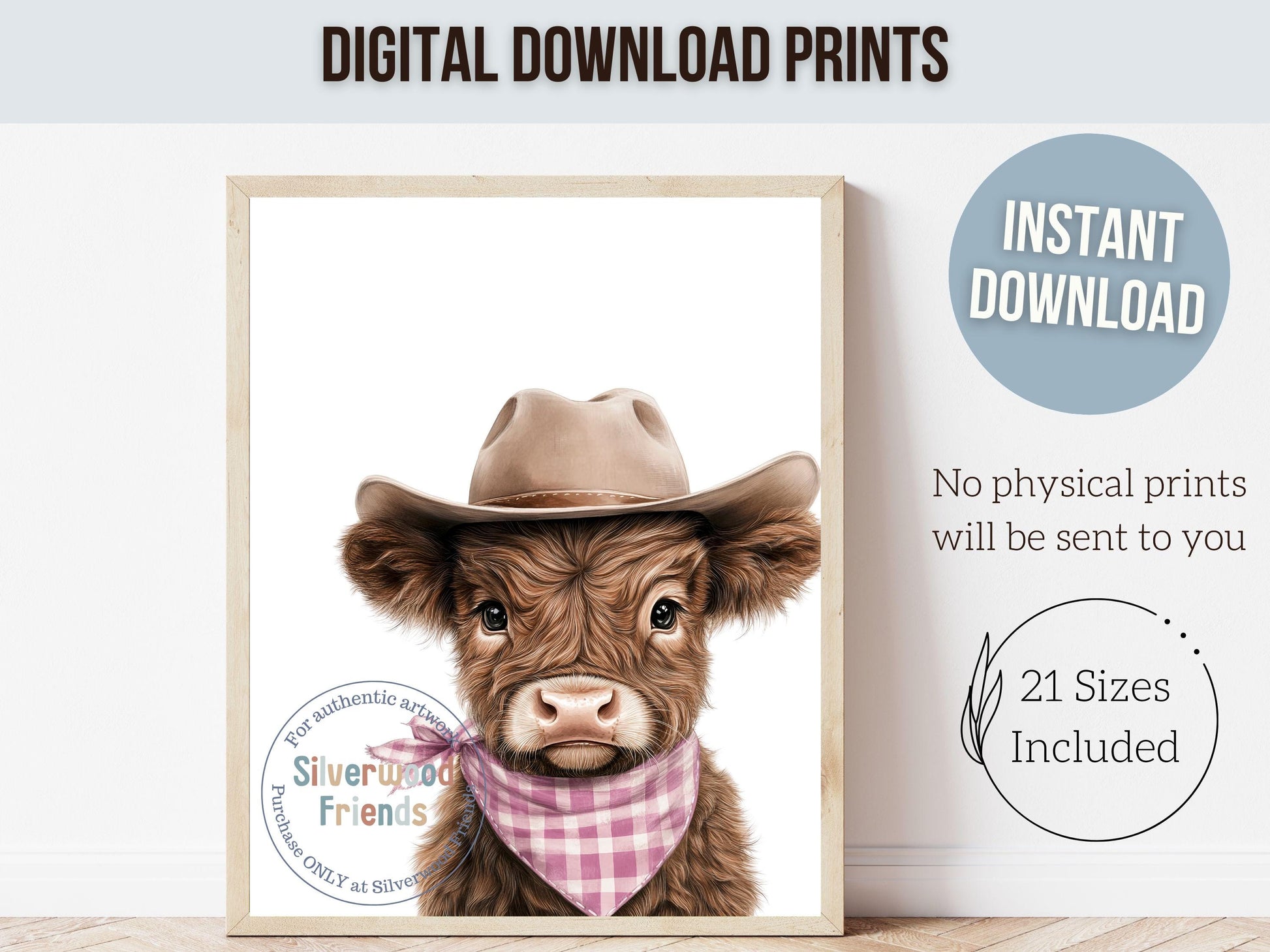 Peeking Baby Highland Cow Nursery Print, Baby Girl Pink Highland Cow Nursery Decor, Baby Girl Cowgirl Western Nursery Wall Art Digital Print