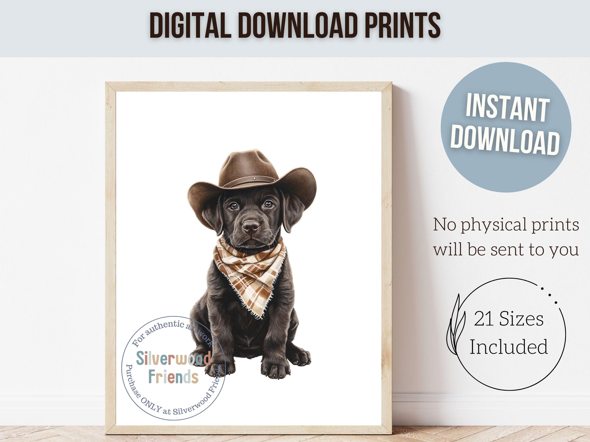 Labrador Dog Cowboy Hat Print, Neutral Cowboy Western Dog Nursery Decor, Cowboy Western Dog Nursery Wall Art, Labrador Puppy Digital Prints