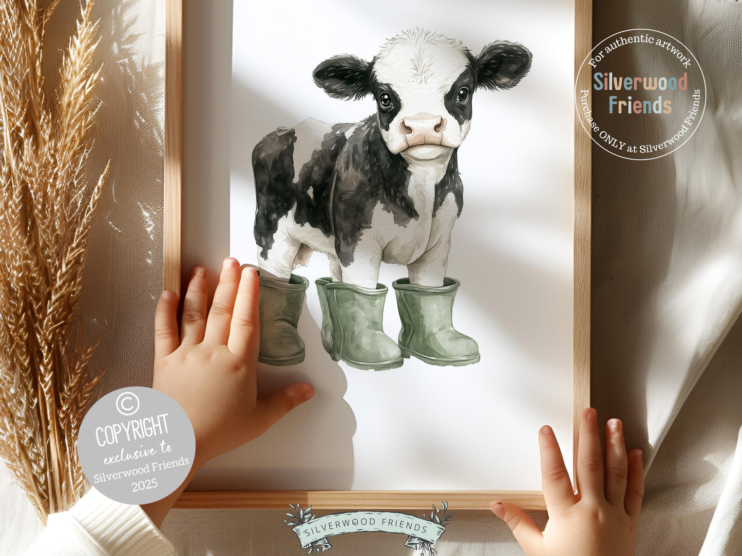 Cow Nursery Print, Sage Green Highland Cow Nursery Decor, Black and White Cow Picture,Cowboy Western Farm Animal Nursery Decor Digital Print