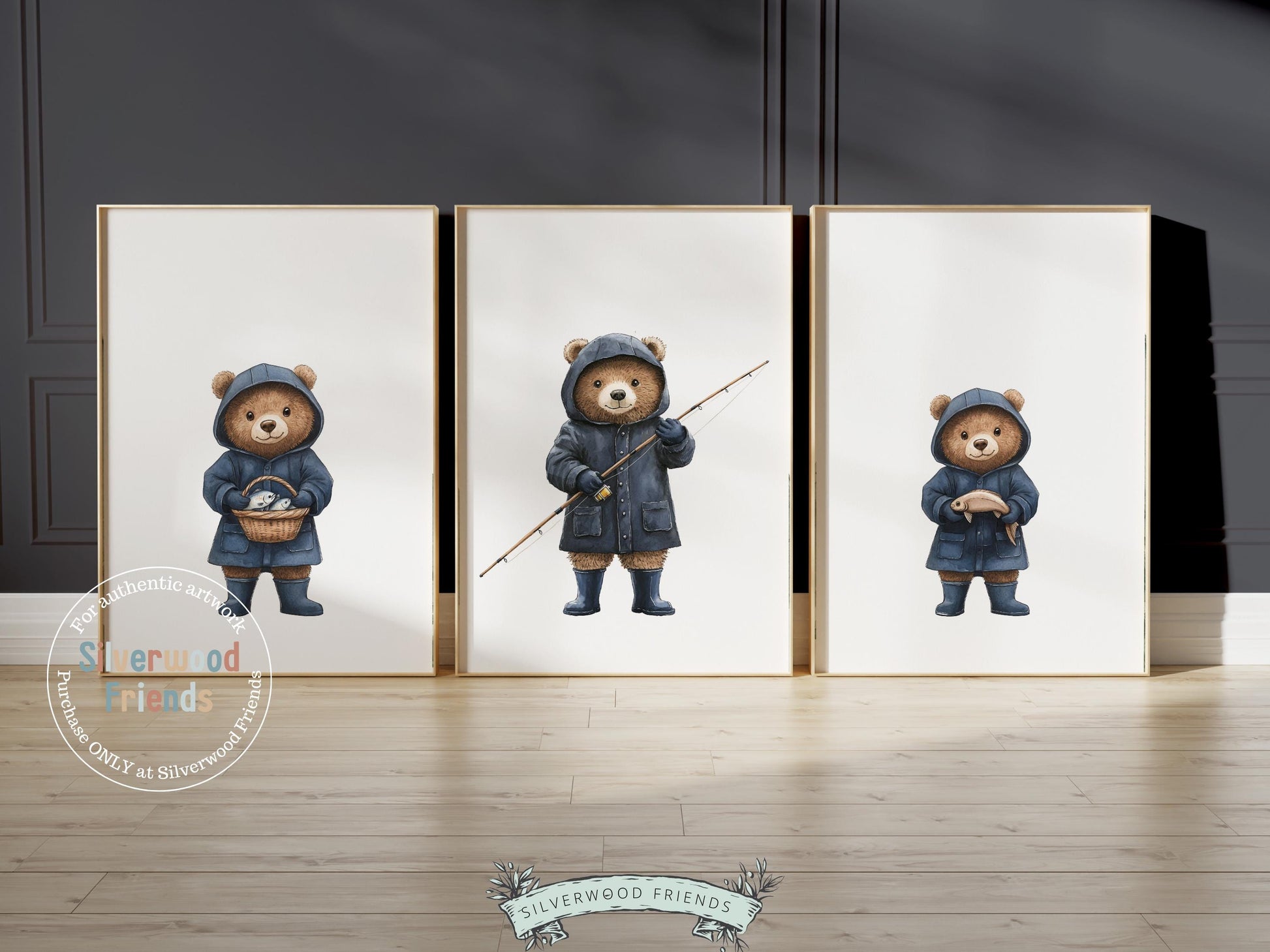 Teddy Bear Fishing Nursery Prints, Teddy Bear Fishing Nursery Decor, Kids Fishing Gifts, Camping Nursery Decor, Gone Fishing Digital Print