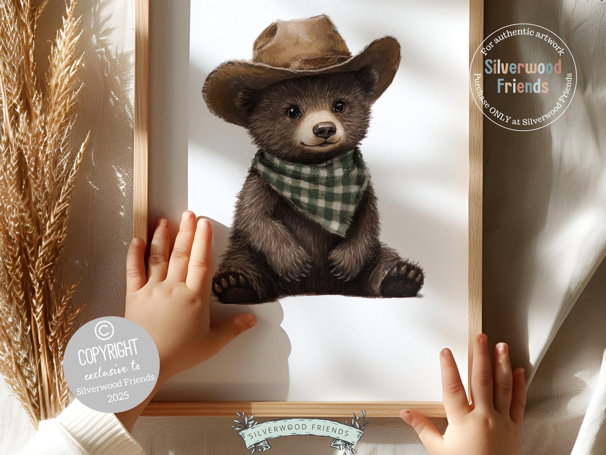 Woodland Bear Nursery Print, Cowboy Bear Nursery Decor, Western Nursery Decor, Baby Bear Nursery Wall Art, Woodland Nursery Digital Print