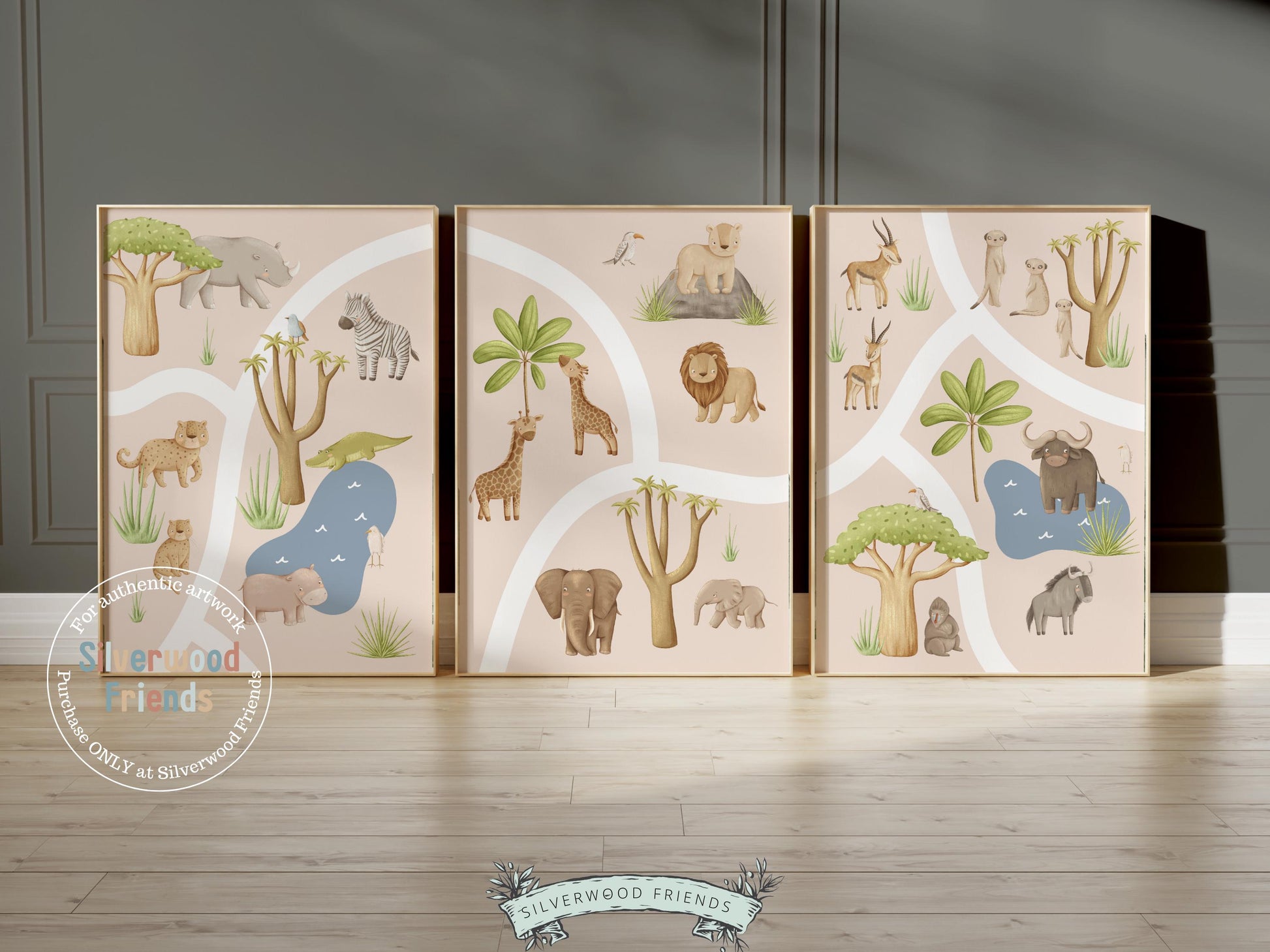 Safari Animal Nursery Prints, Safari Jungle Animal Nursery Decor, Safari Nursery Wall Art, Gender Neutral Jungle Animal Map Digital Prints