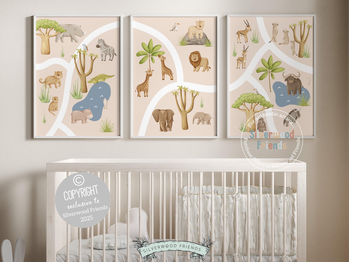 Safari Animal Nursery Prints, Safari Jungle Animal Nursery Decor, Safari Nursery Wall Art, Gender Neutral Jungle Animal Map Digital Prints