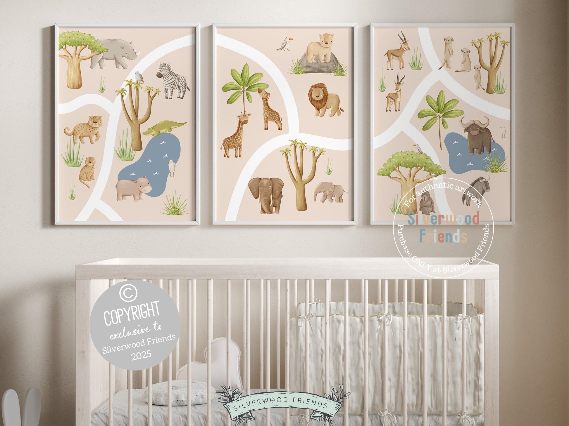 Safari Animal Nursery Prints, Safari Jungle Animal Nursery Decor, Safari Nursery Wall Art, Gender Neutral Jungle Animal Map Digital Prints