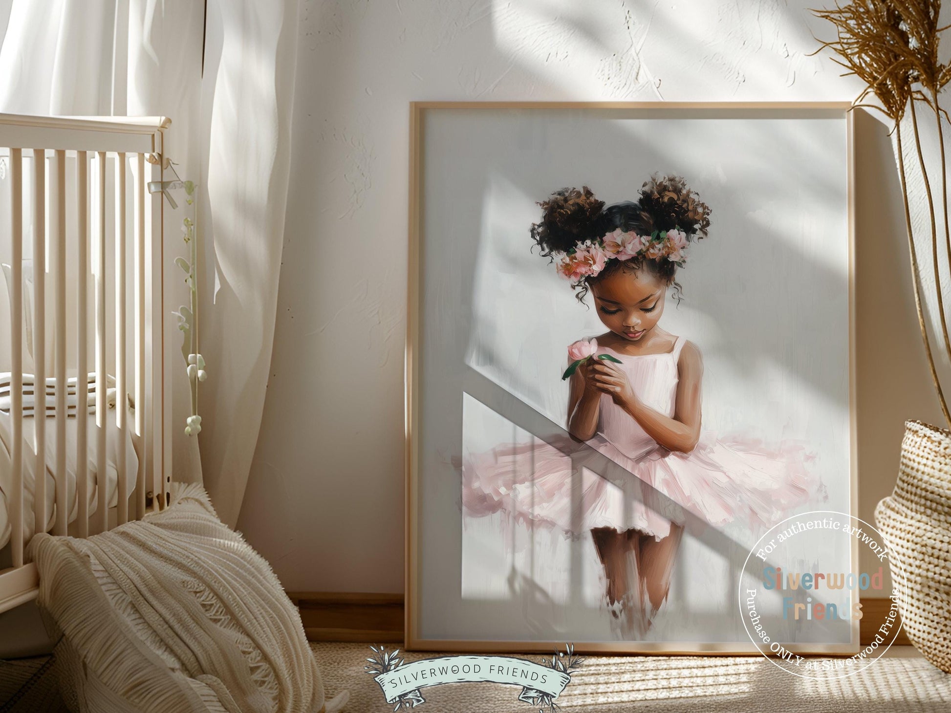 Black Ballerina Nursery Print, African American Ballerina Nursery Decor, Little Black Girl Ballet Nursery Wall Art, Black Swan Digital Print