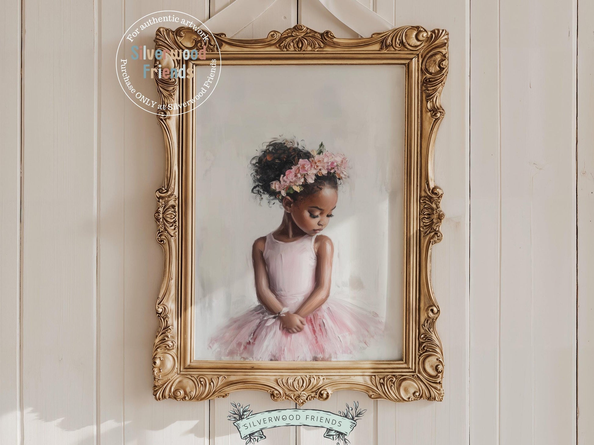 Add a touch of elegance and whimsy to your baby girl&#39;s room with our Black Ballerina Nursery Print, featuring a darling ballerina in a blush pink tutu and delicate floral crown. Ideal for ballet-themed nurseries or dance-inspired spaces, this sweet print celebrates beauty, confidence, and the magic of movement. 🩰🌸