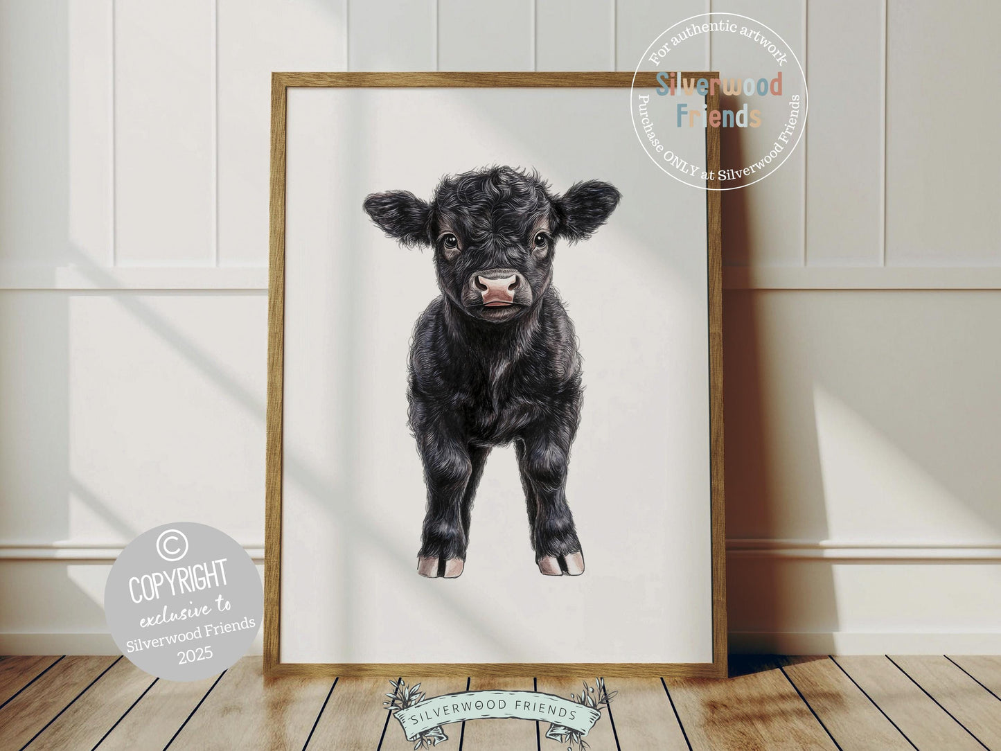 Peeking Cow Nursery Prints, Gender Neutral Cow Nursery Decor, Unisex Toddler Farm Bedroom Nursery Wall Decor, Black Angus Cow Digital Print