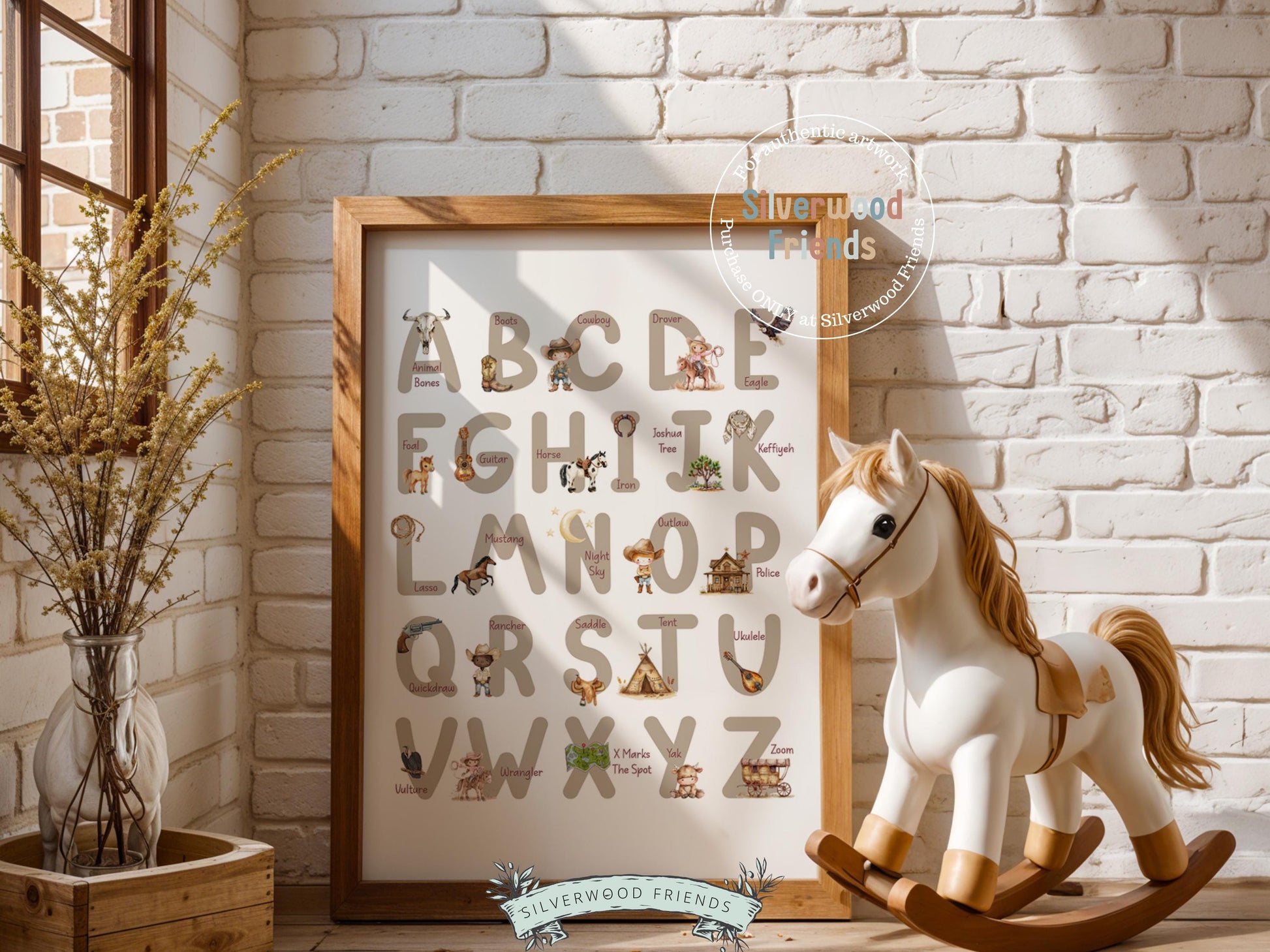 Cowboy Alphabet Print, Gender Neutral Western Alphabet Nursery Decor, Cowgirl Alphabet Print, Baby Boy Cowboy Nursery Decor Digital Print