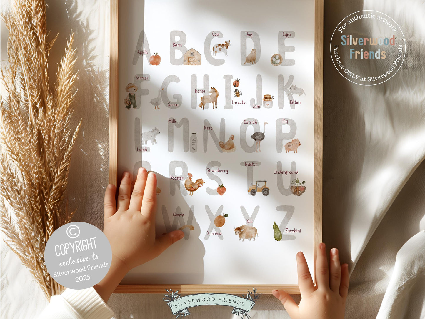 Farm Alphabet and Numbers Print, Farm Animals Nursery Wall Art, Farm Animal Poster, Homeschool Educational ABC Alphabet Poster Digital Print