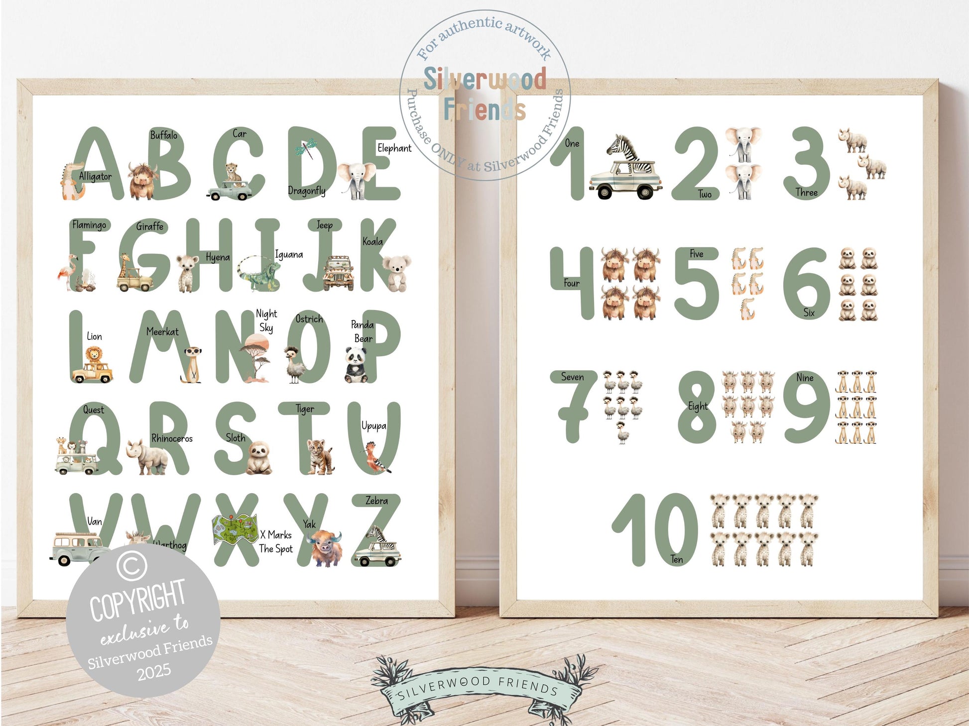 Enhance your safari nursery decor and foster learning with these stunningly illustrated boho safari and jungle theme alphabet and number prints. The perfect way to teach your little one the alphabet and numbers while adding a touch of wild beauty to their space.