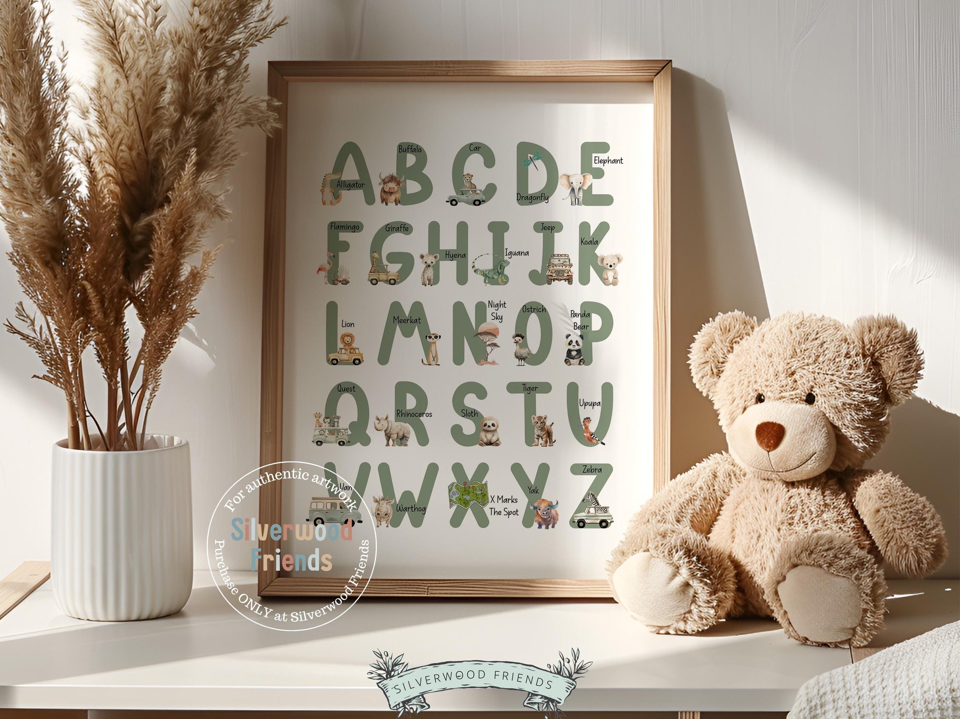 Safari Alphabet and Number Print, Safari Jungle Animal Car Nursery Decor, Classroom Educational Poster, Transport Room Decor Digital Print