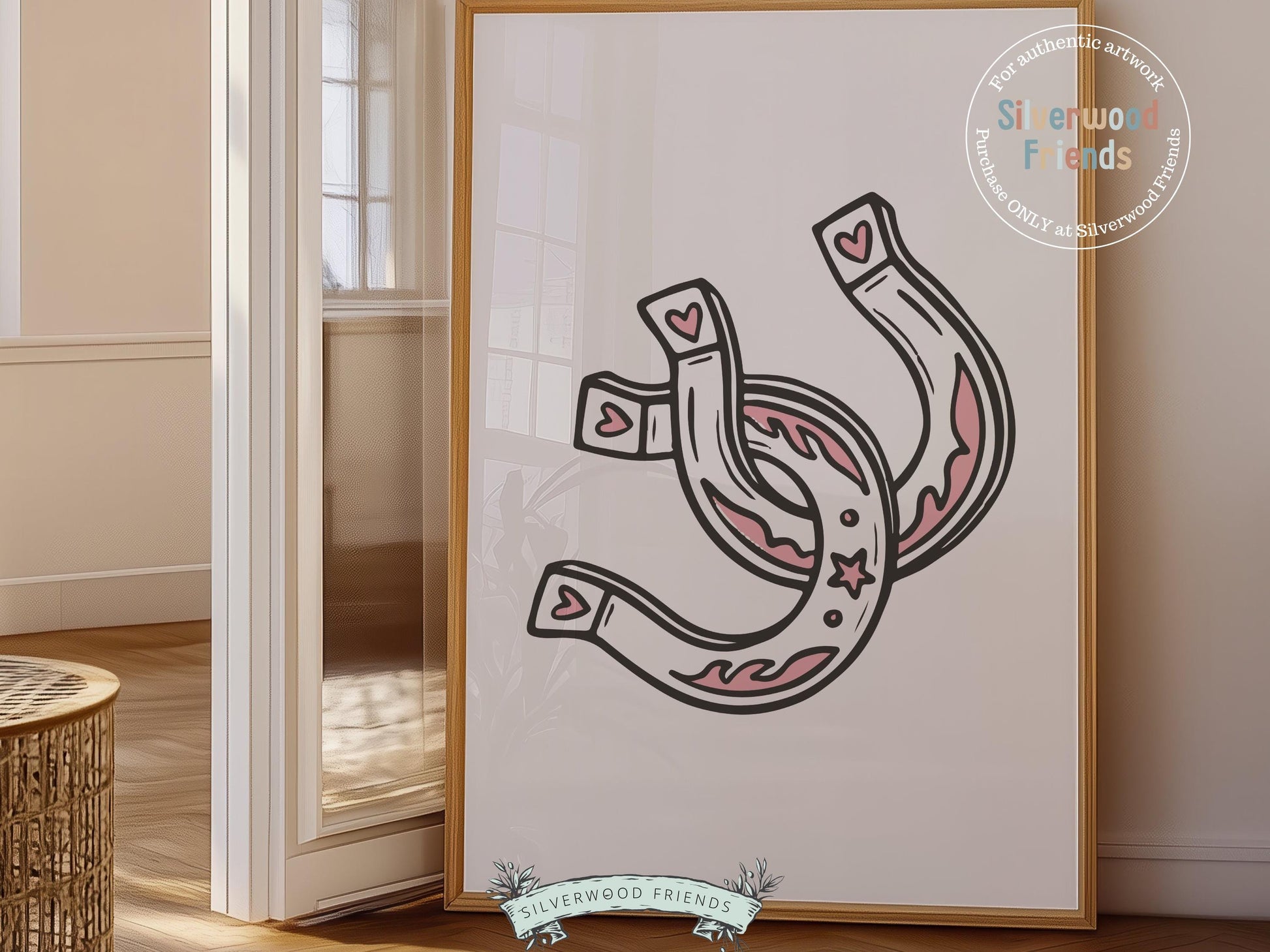 Pink Cowgirl Horseshoe Print, Western Coquette Room Decor, Horse Lover Engagement Gift, Teen Girl Western Rodeo Dopamine Decor Digital Print