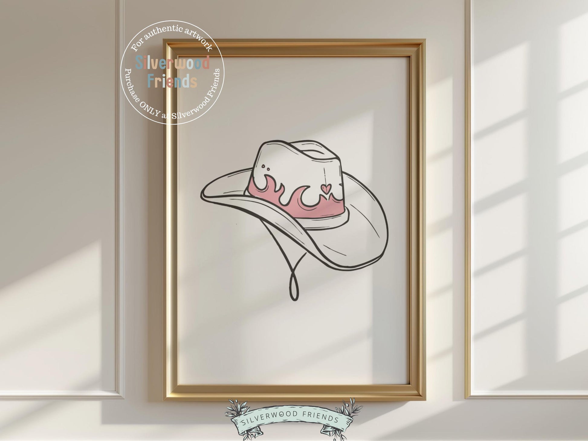 Add a dash of western sass to your space with our Cowgirl Print, featuring a stylish line drawing of a cowgirl hat in a soft pink and brown palette. Perfect for country-themed decor, this versatile artwork brings a fun and feminine touch to any cowgirl-inspired room or gallery wall.