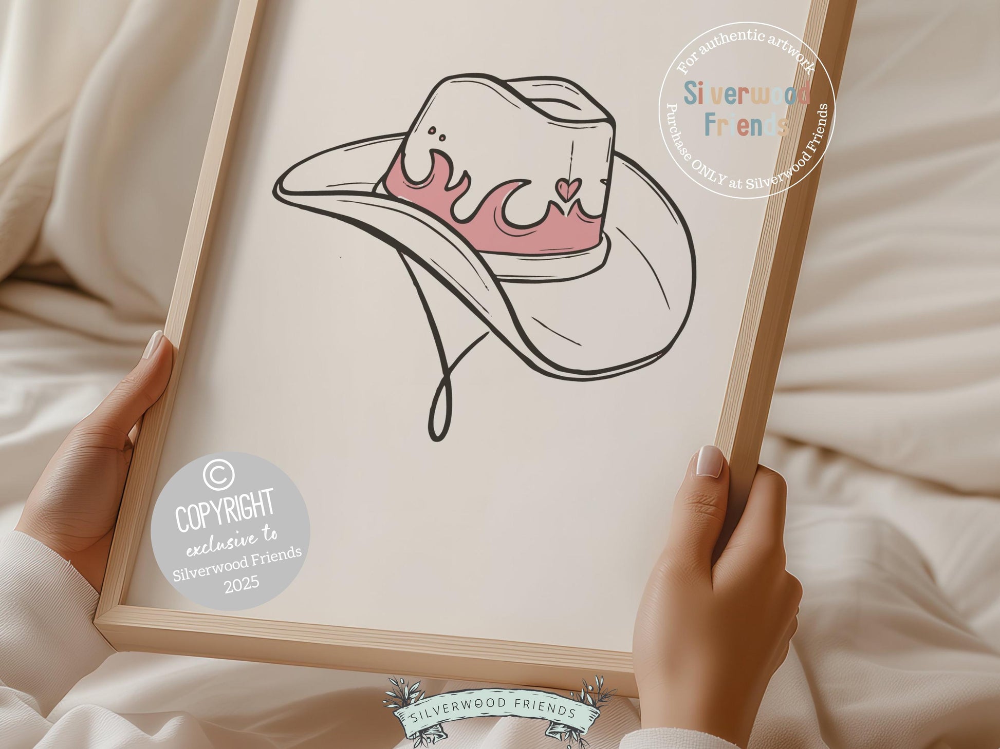 Pink Cowgirl Hat Print, Western Cowgirl Nursery Decor, Minimalist Coquette Room Decor, Teen Girl Western Rodeo Dopamine Decor Digital Print